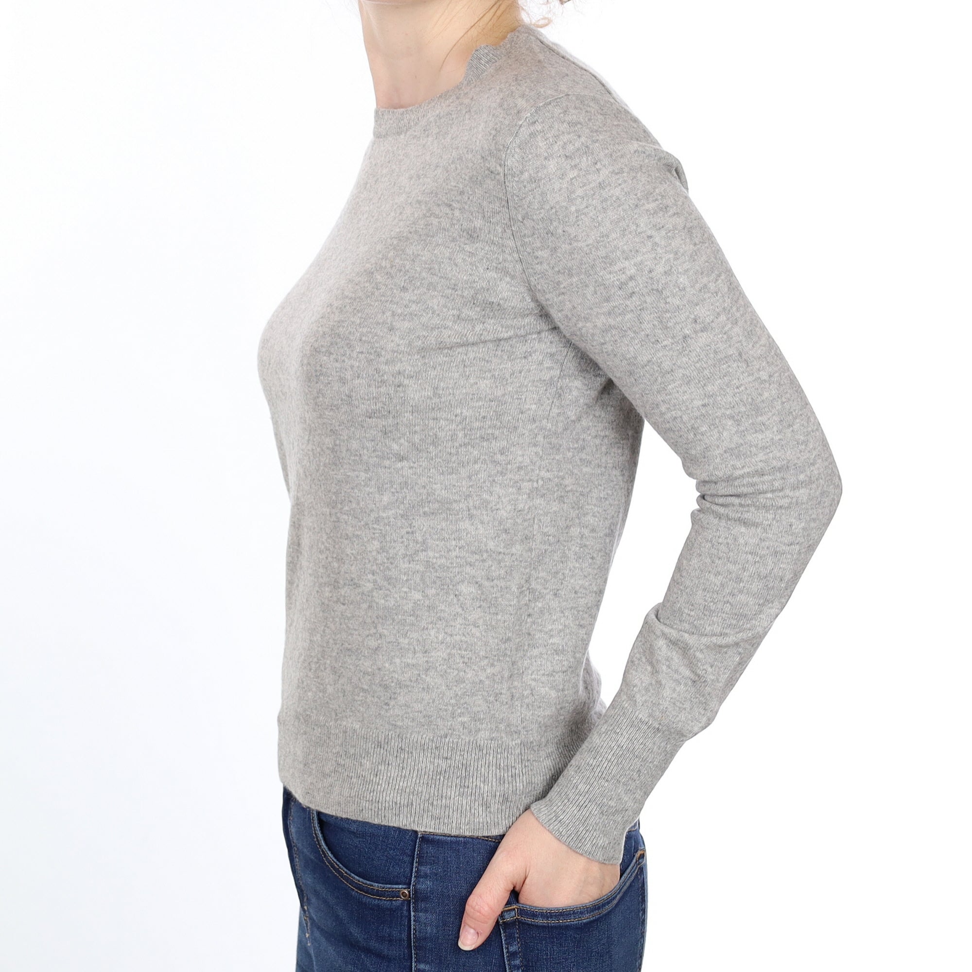 Smoke Grey Cashmere Crew Neck Jumper Small