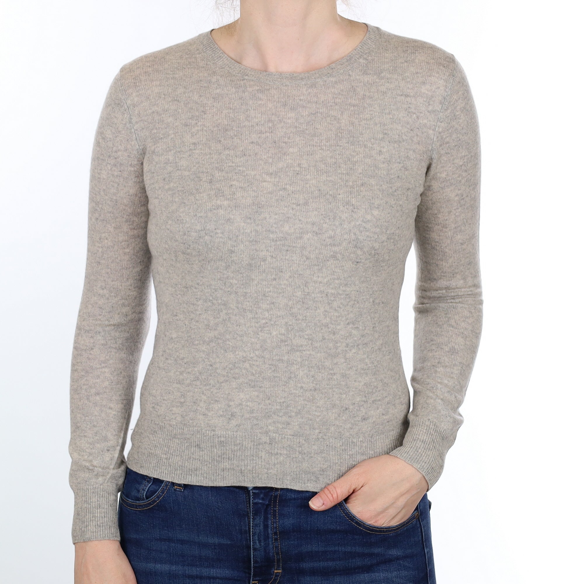 Smoke Grey Cashmere Crew Neck Jumper Small