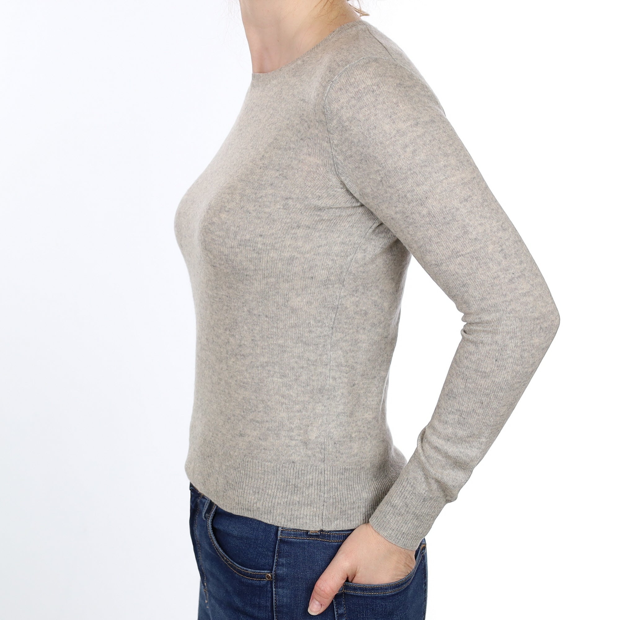Smoke Grey Cashmere Crew Neck Jumper Small