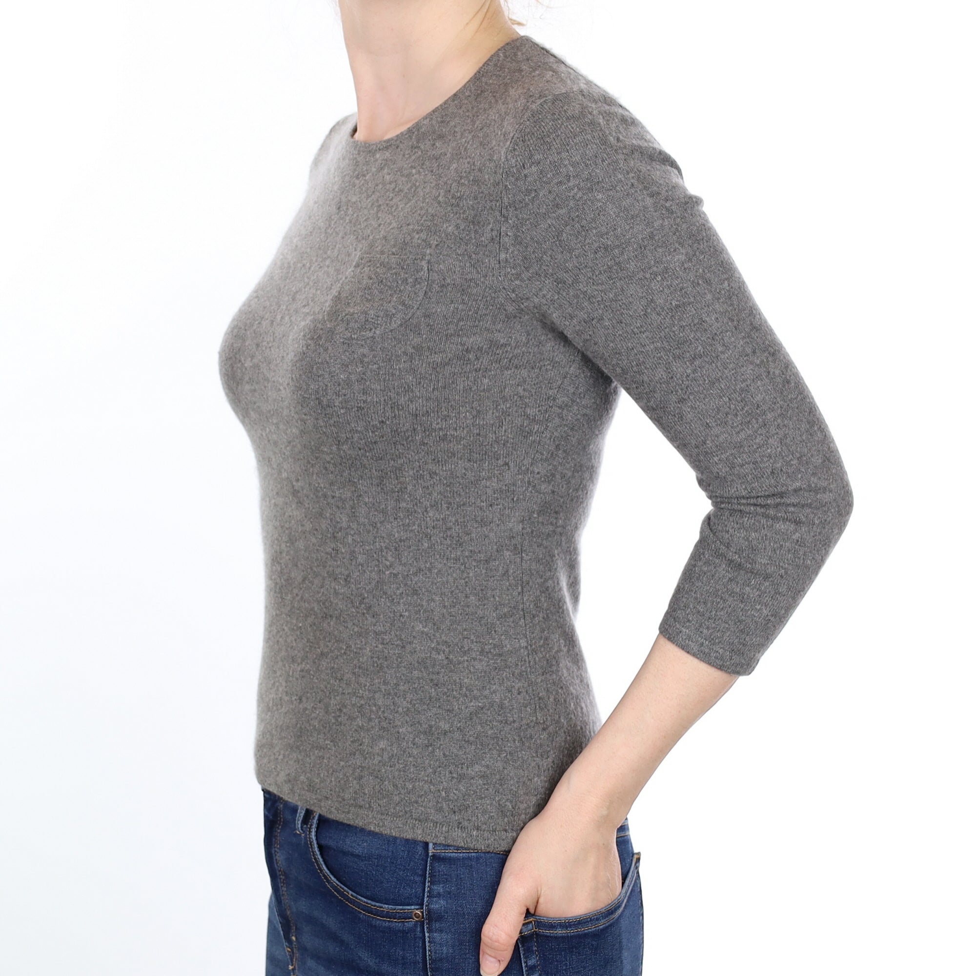 Slate Grey Cashmere Crew Neck Jumper Small