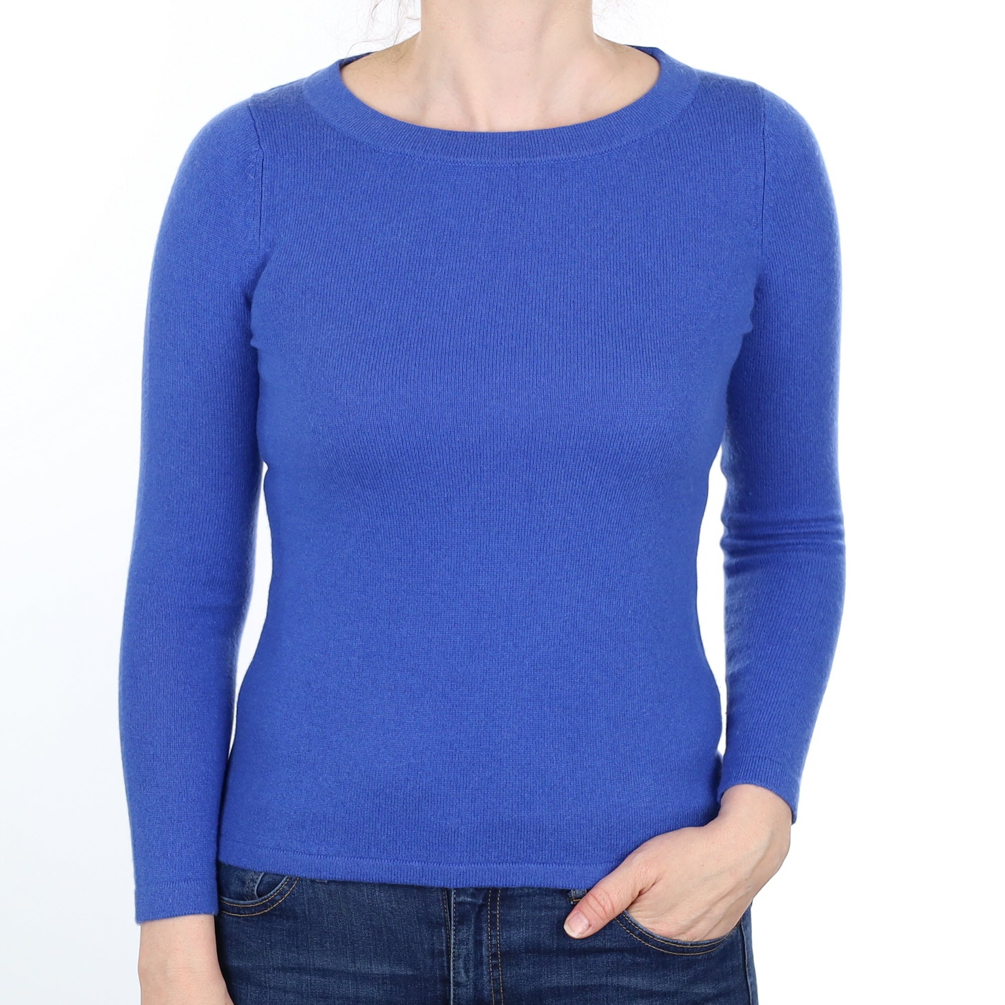 Azure Blue Cashmere Crew Neck Jumper Small