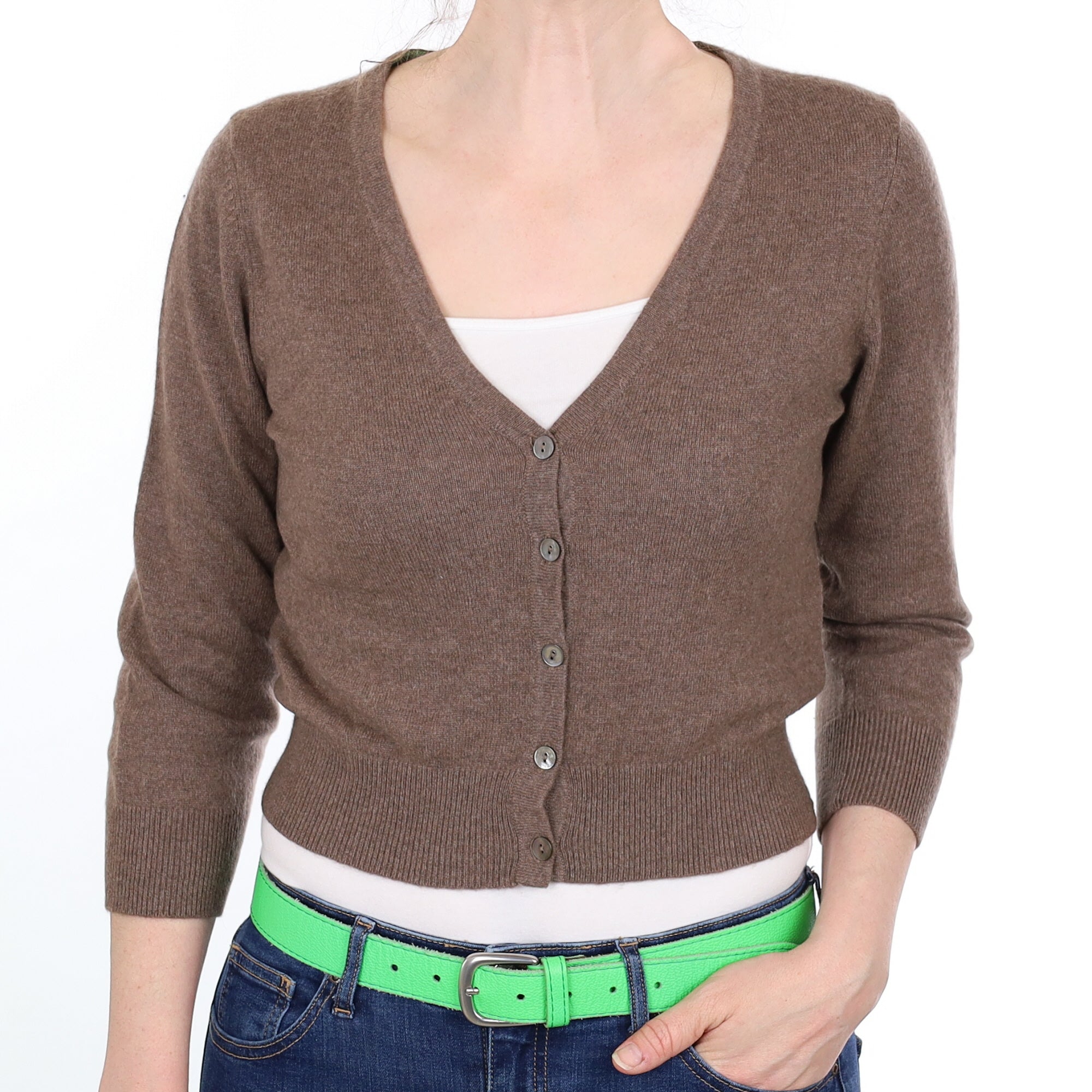 Donkey Brown Cashmere V Neck Cardigan Small