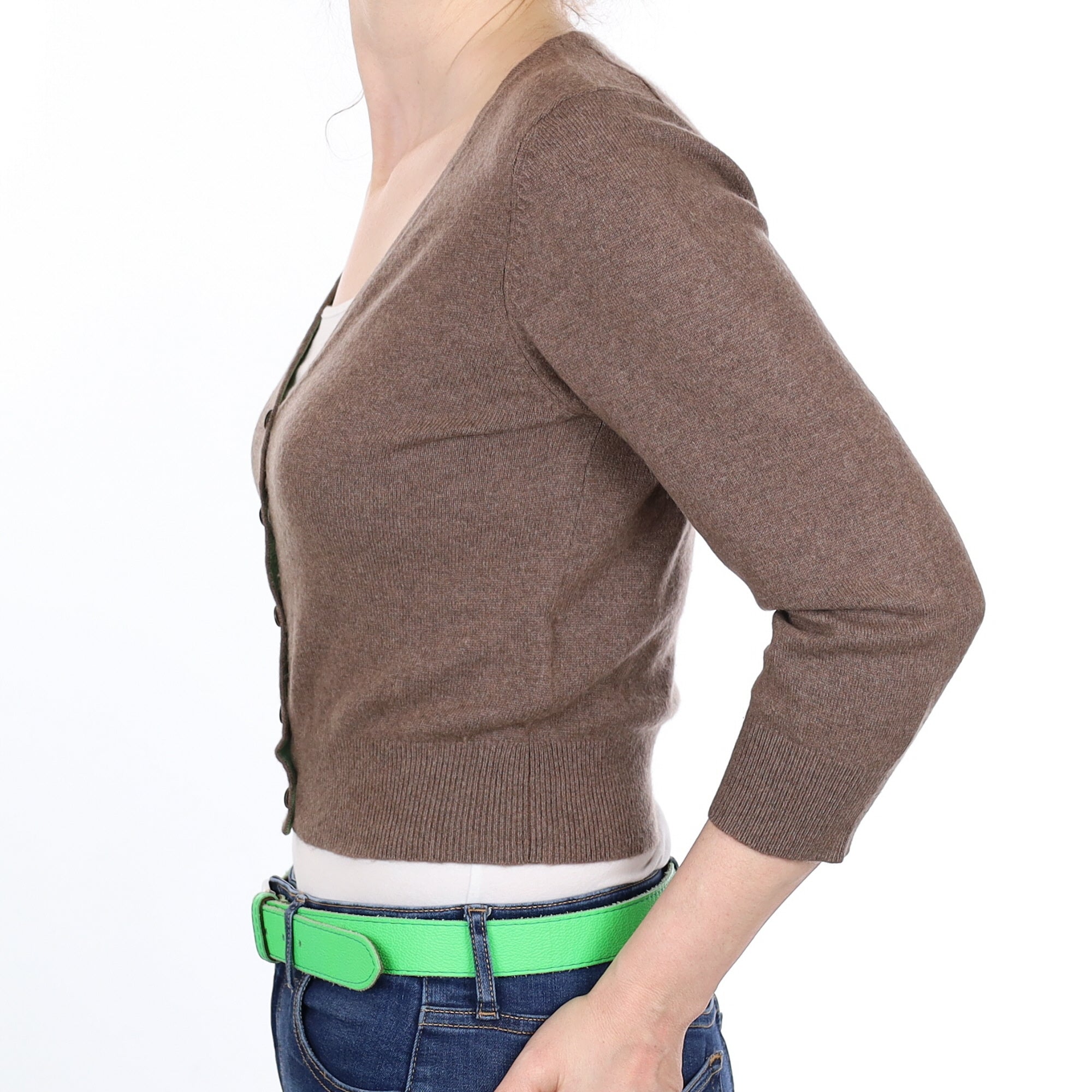 Donkey Brown Cashmere V Neck Cardigan Small