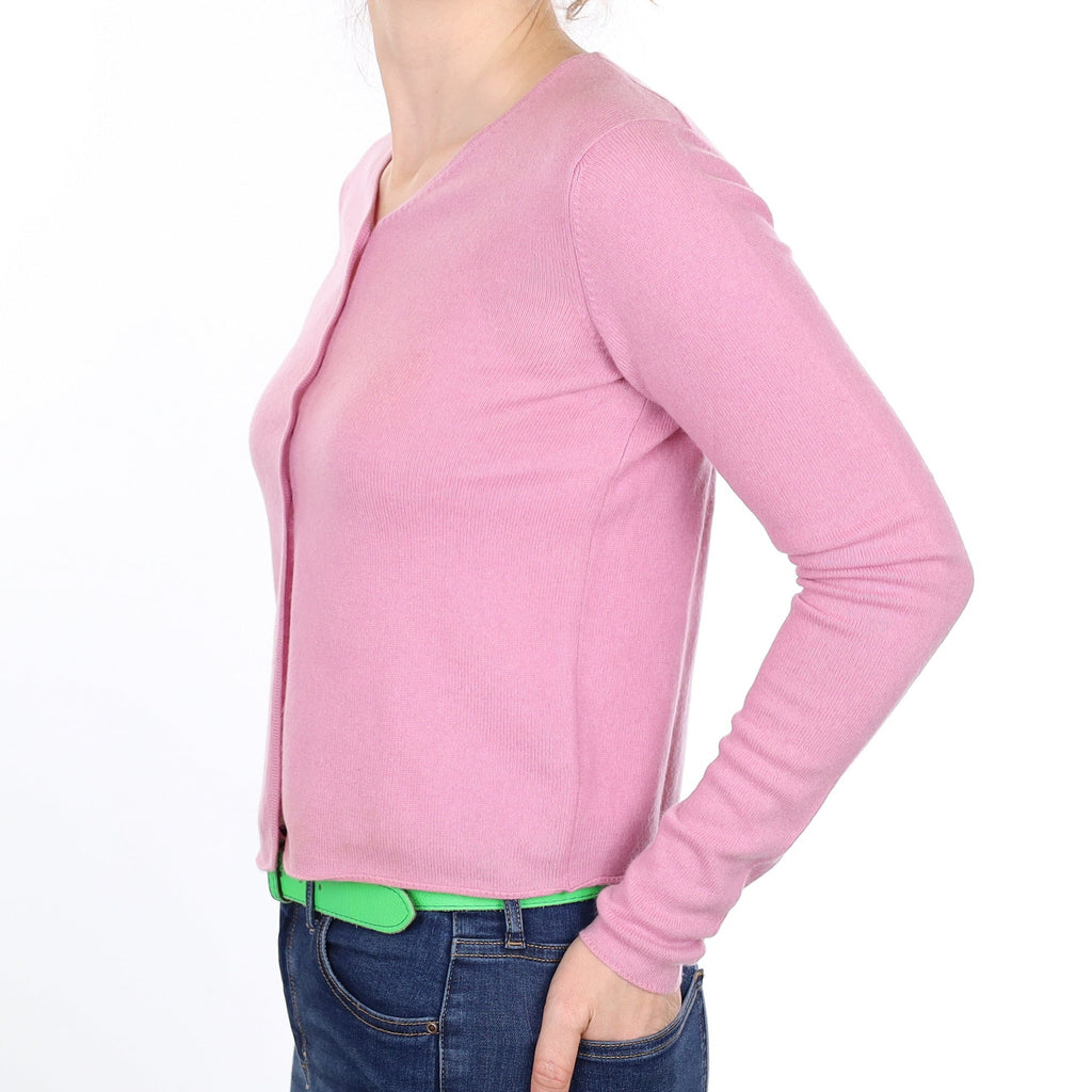 Foxglove Pink Cashmere V Neck Cardigan Small