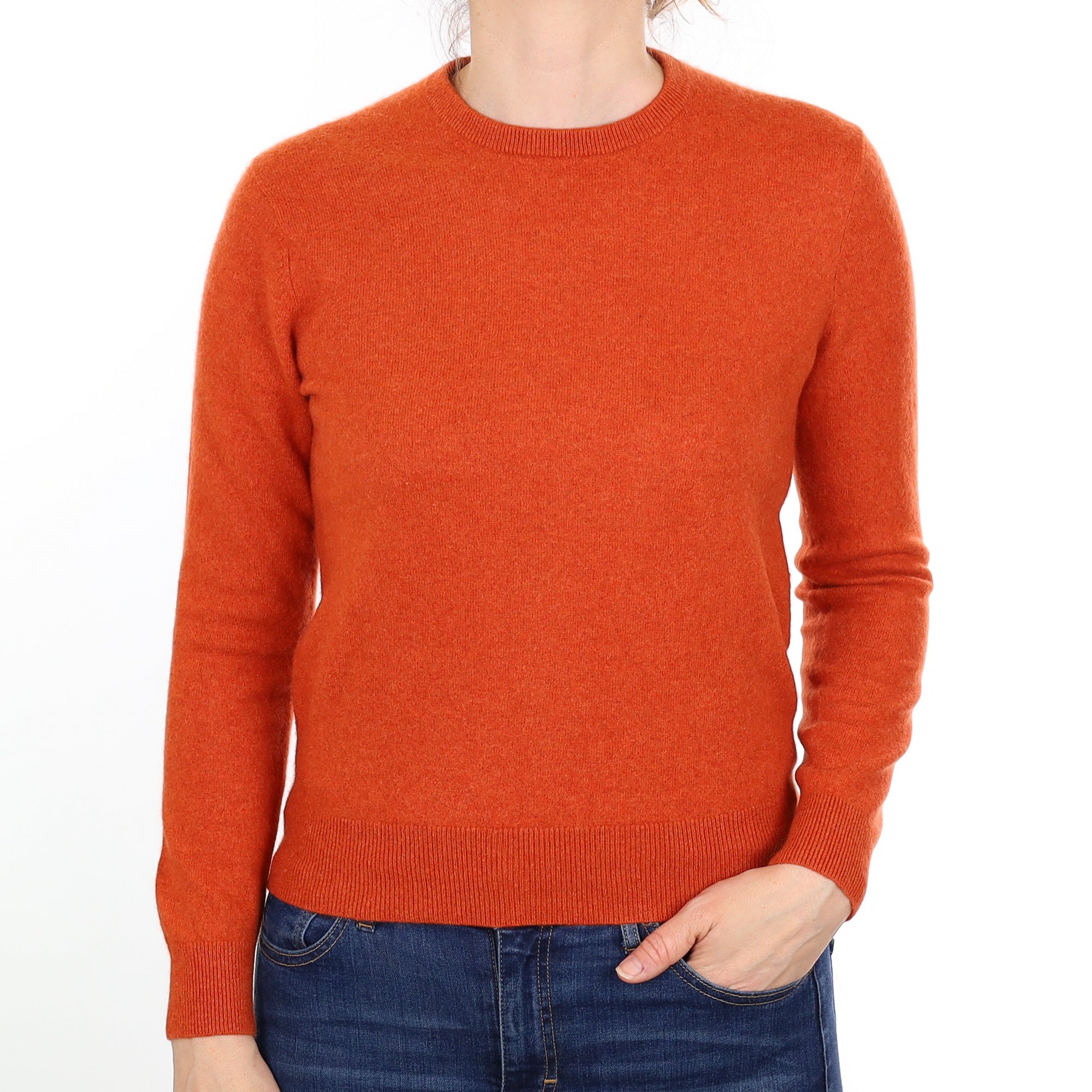 Burnt Orange Cashmere Crew Neck Jumper Small