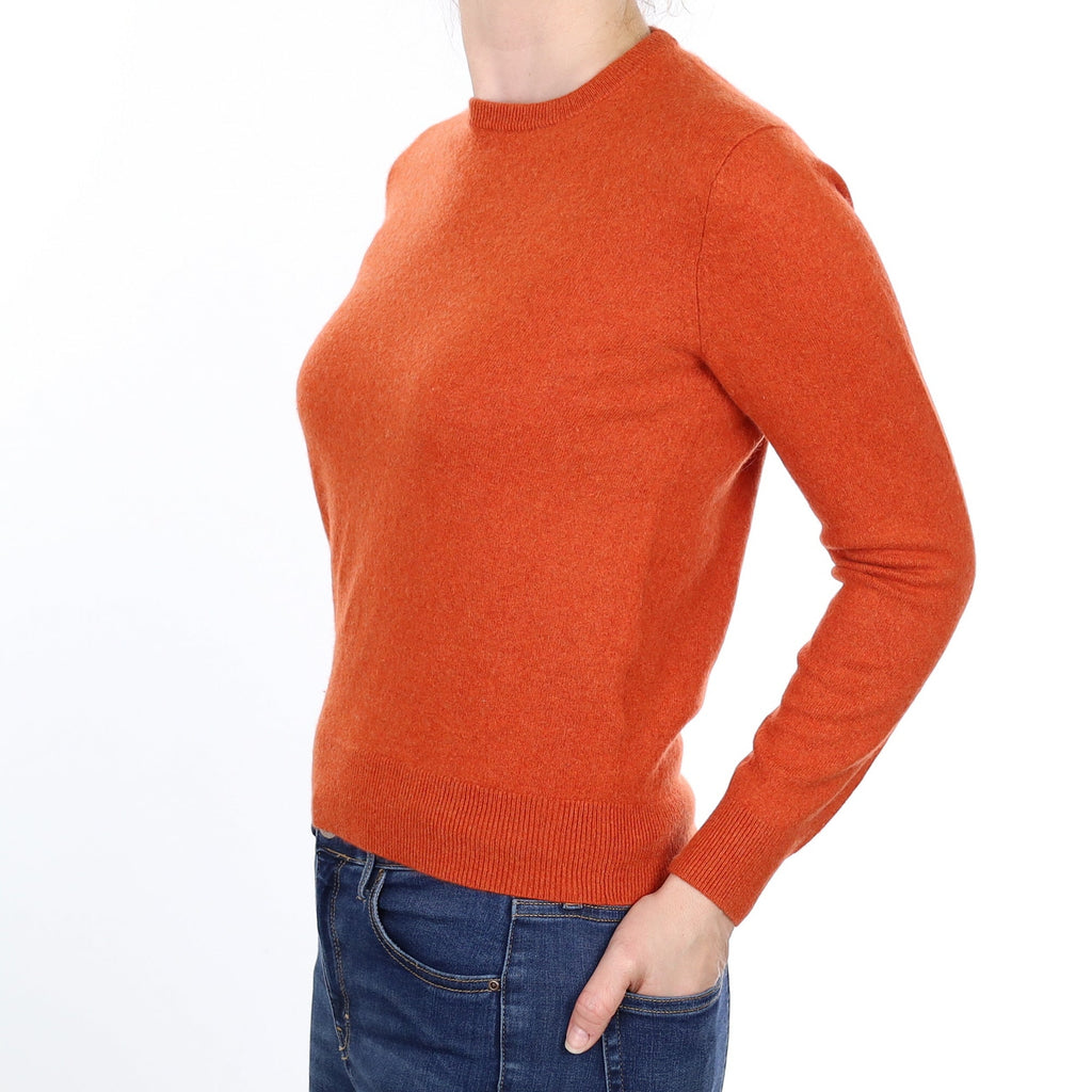 Burnt Orange Cashmere Crew Neck Jumper Small