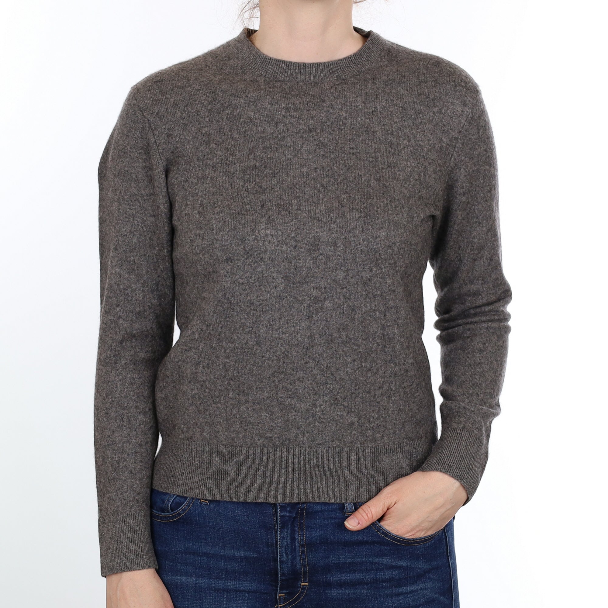 Slate Grey Cashmere Crew Neck Jumper Small