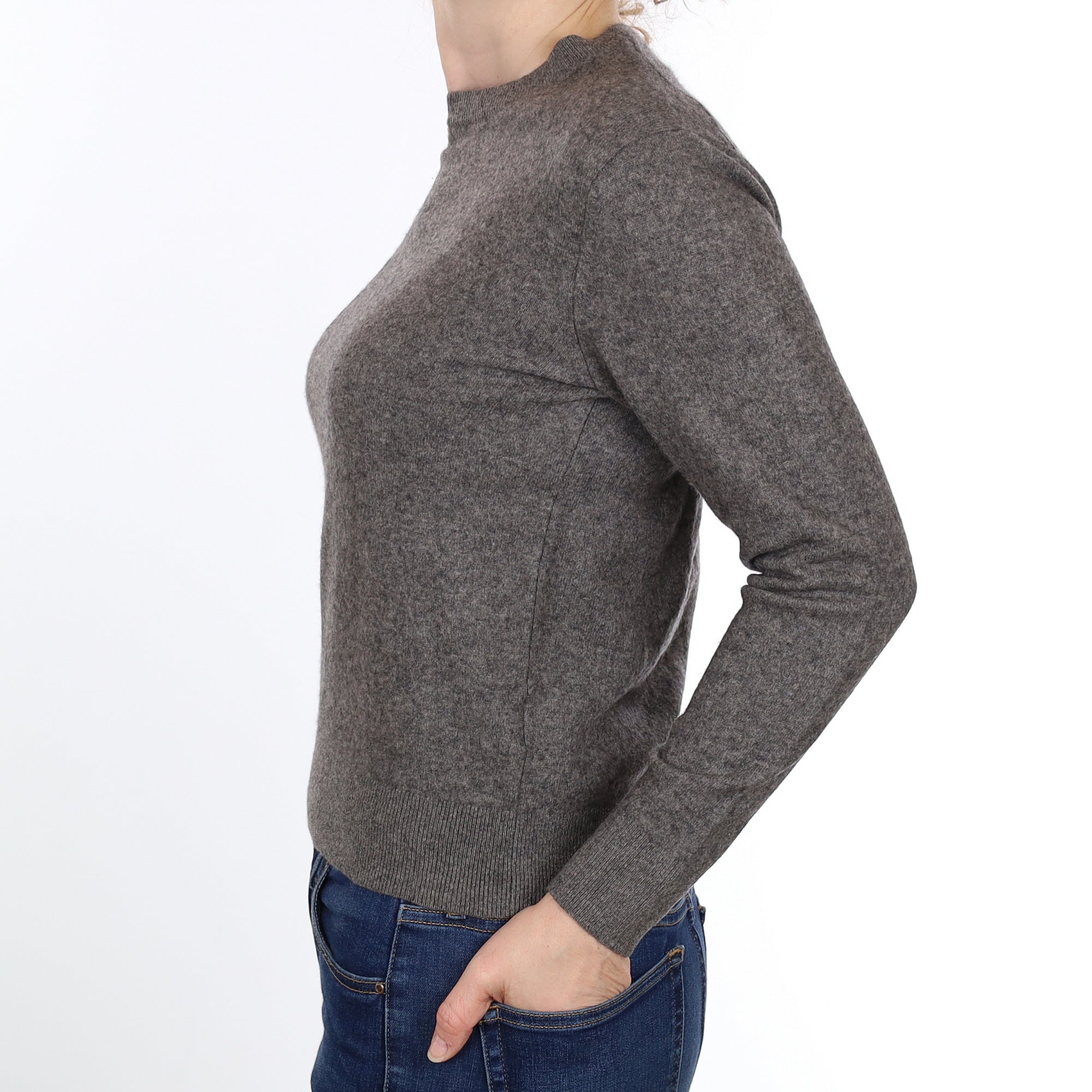 Slate Grey Cashmere Crew Neck Jumper Small