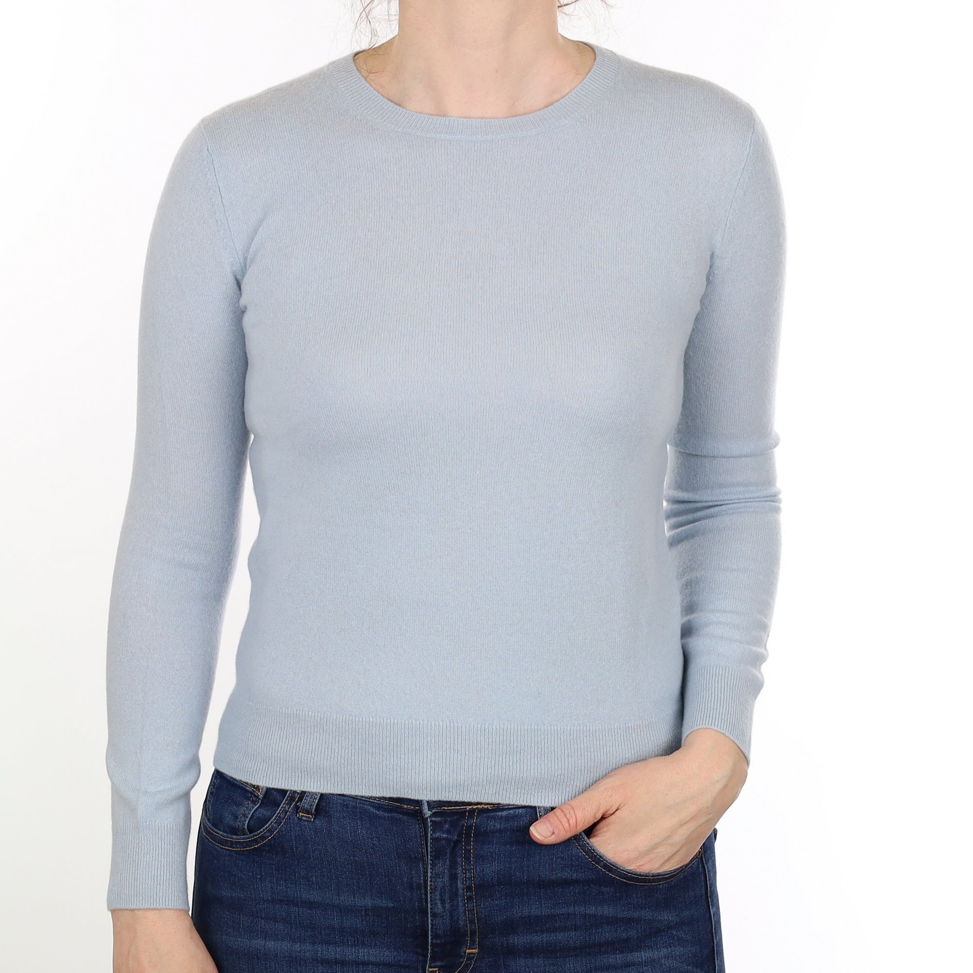 Theory Powder Blue Cashmere Crew Neck Jumper Small