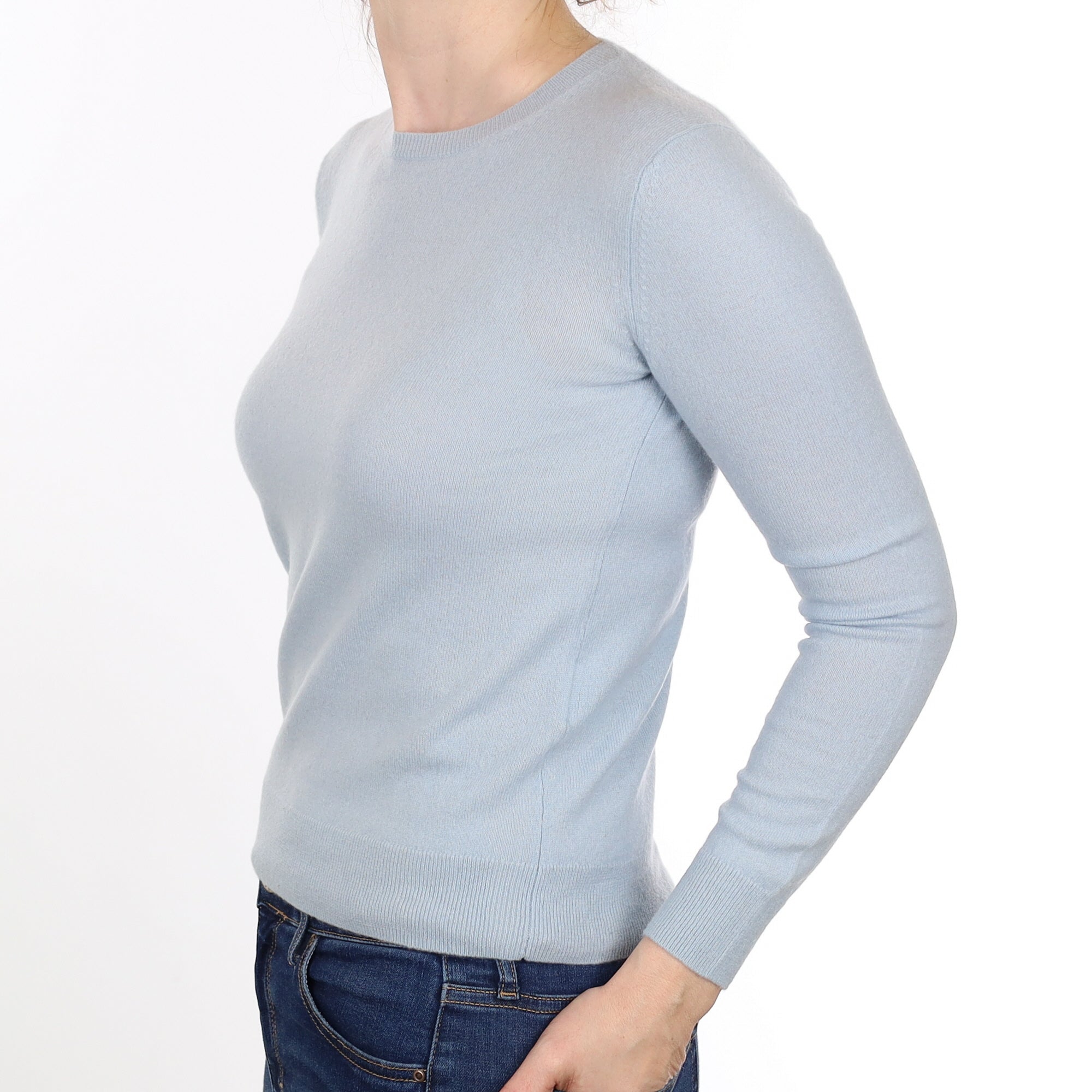 Theory Powder Blue Cashmere Crew Neck Jumper Small