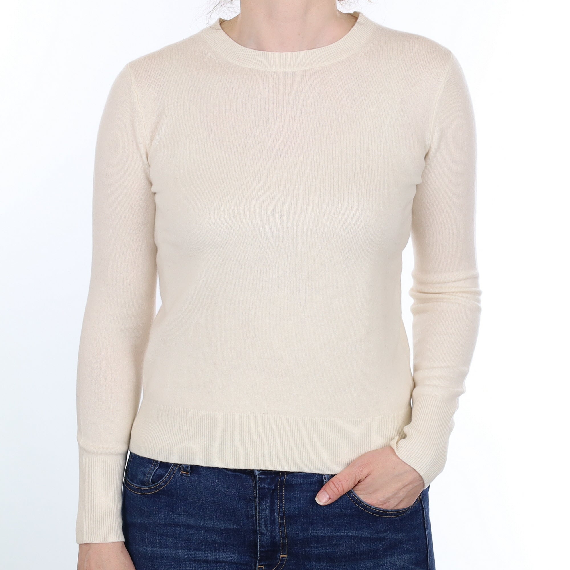 Vanilla Cream Cashmere Crew Neck Jumper Small