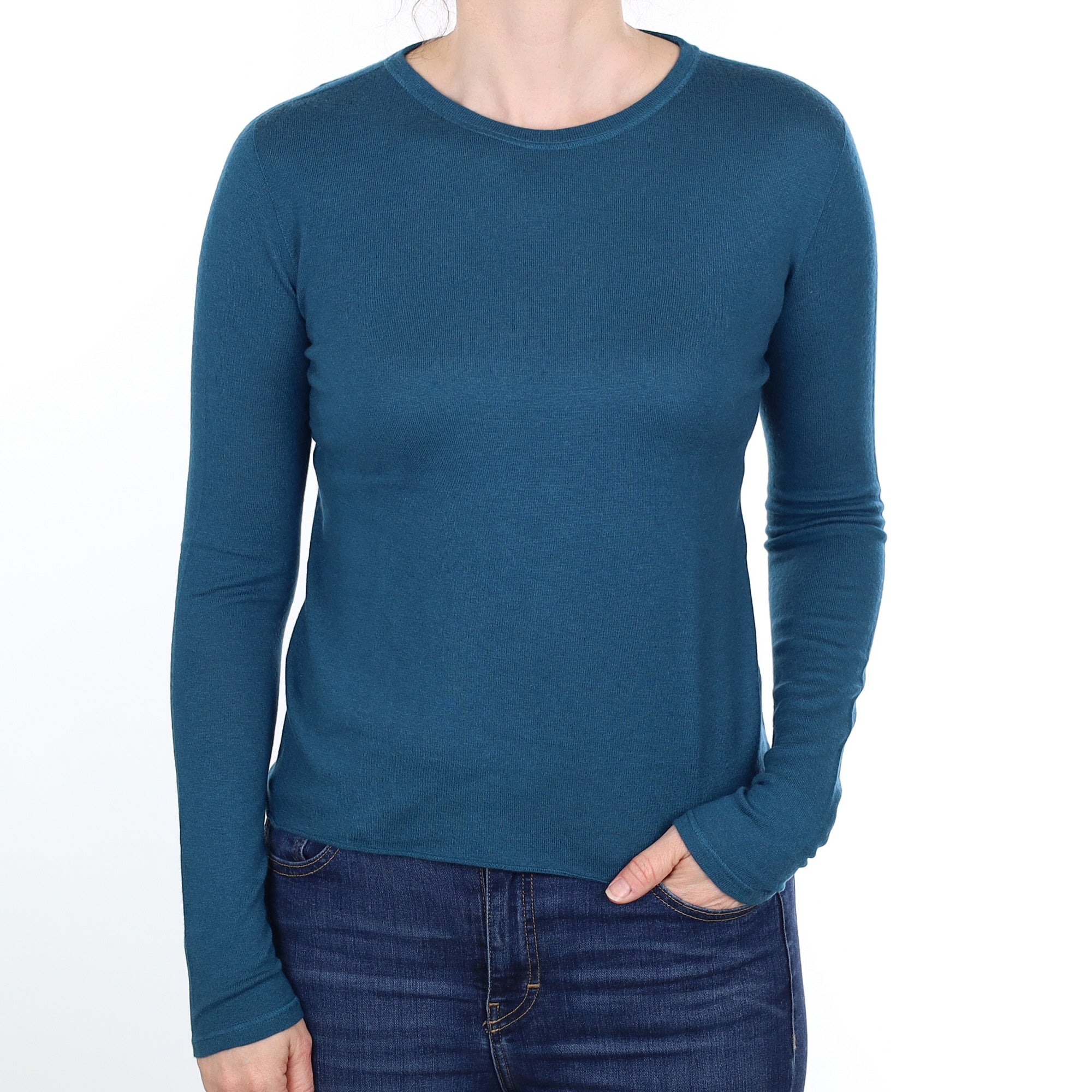 Teal Cashmere Crew Neck Jumper Small