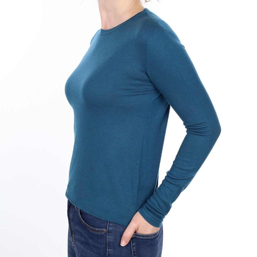 Teal Cashmere Crew Neck Jumper Small
