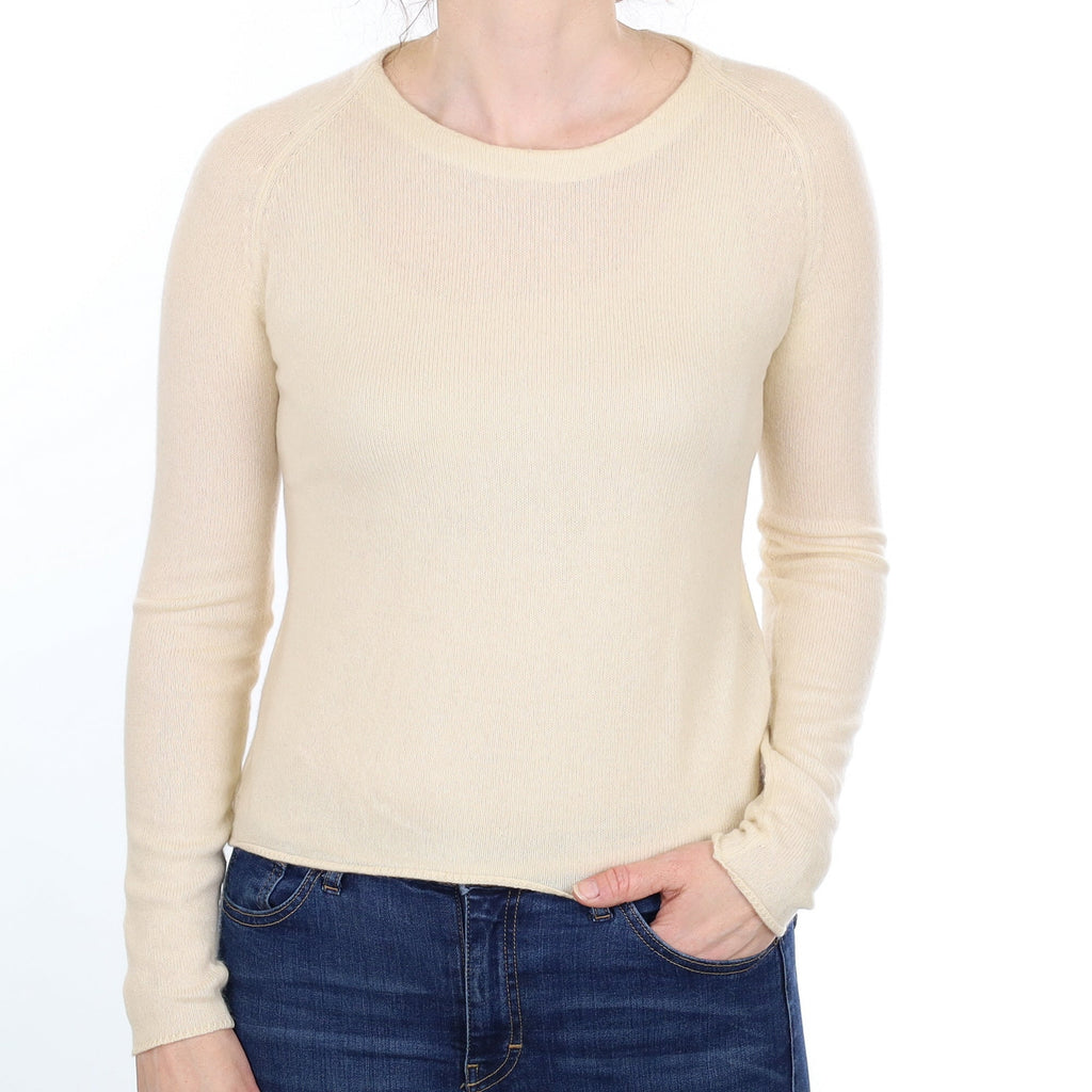 Vanilla Cream Cashmere Crew Neck Jumper Small