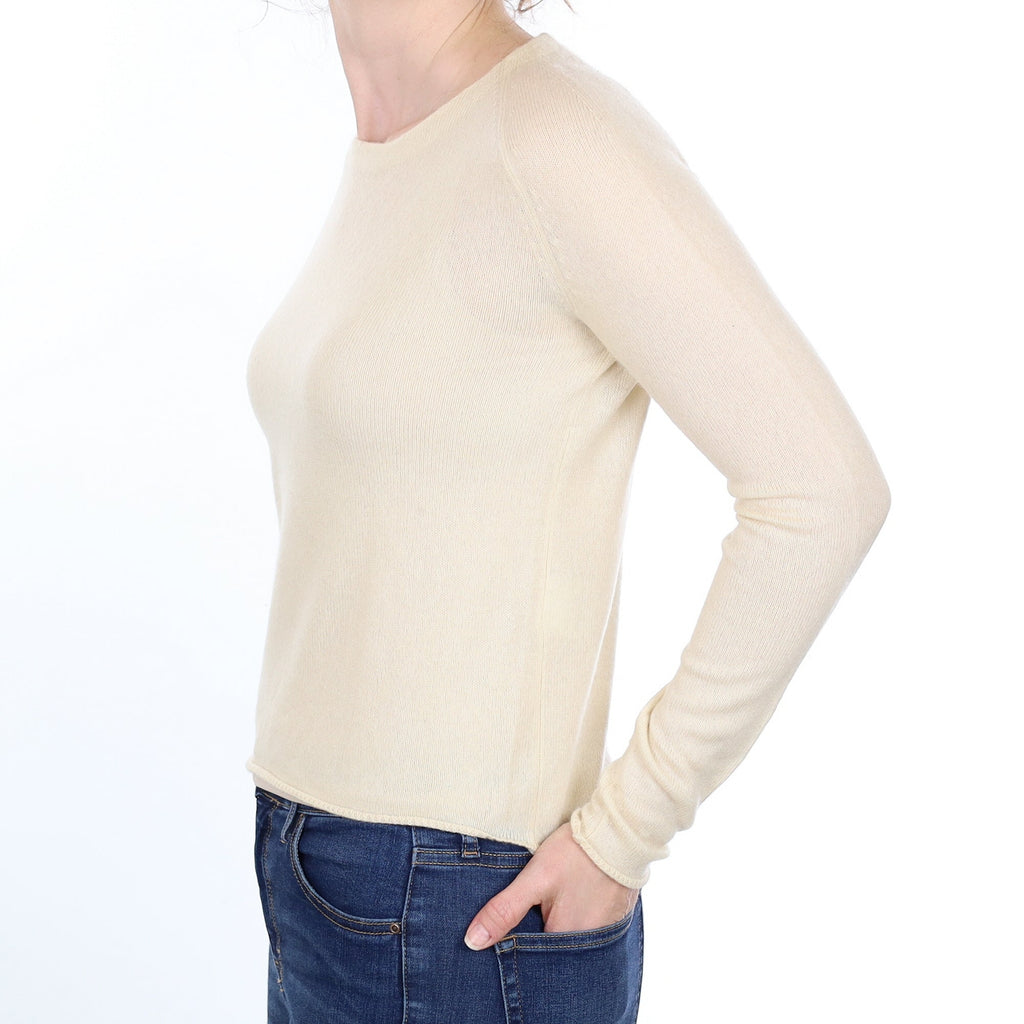 Vanilla Cream Cashmere Crew Neck Jumper Small
