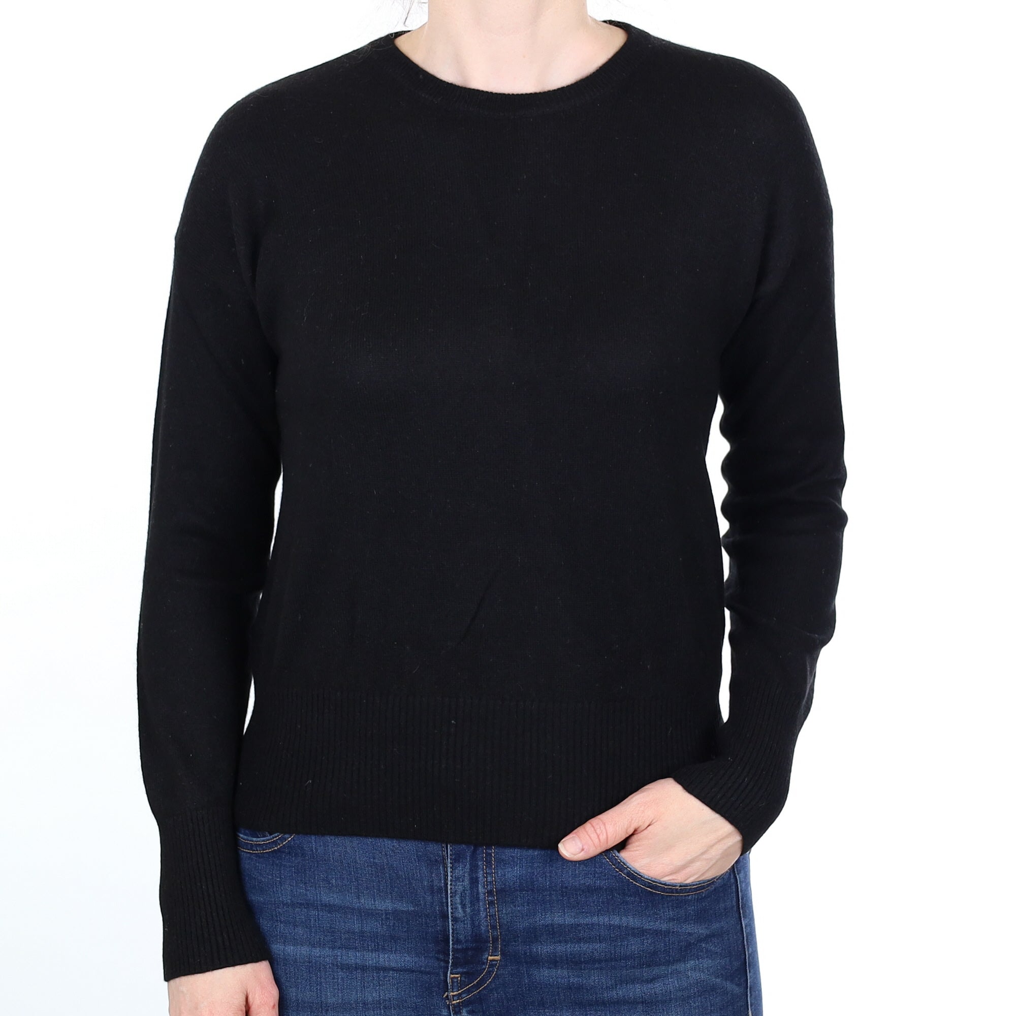 Black Cashmere Crew Neck Jumper Small
