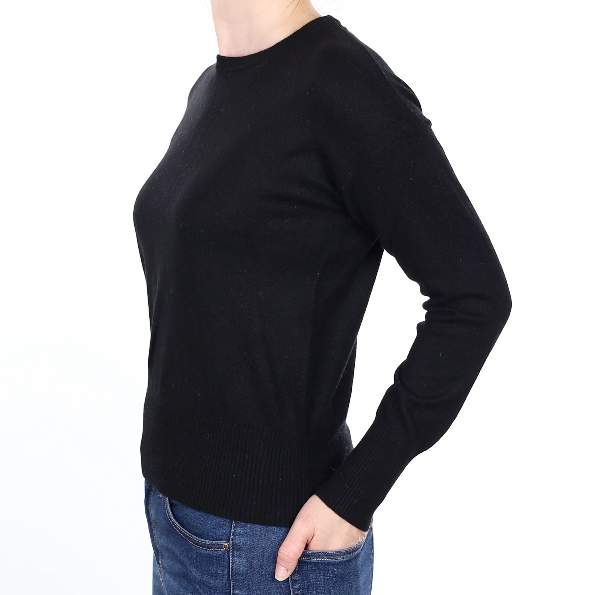 Black Cashmere Crew Neck Jumper Small