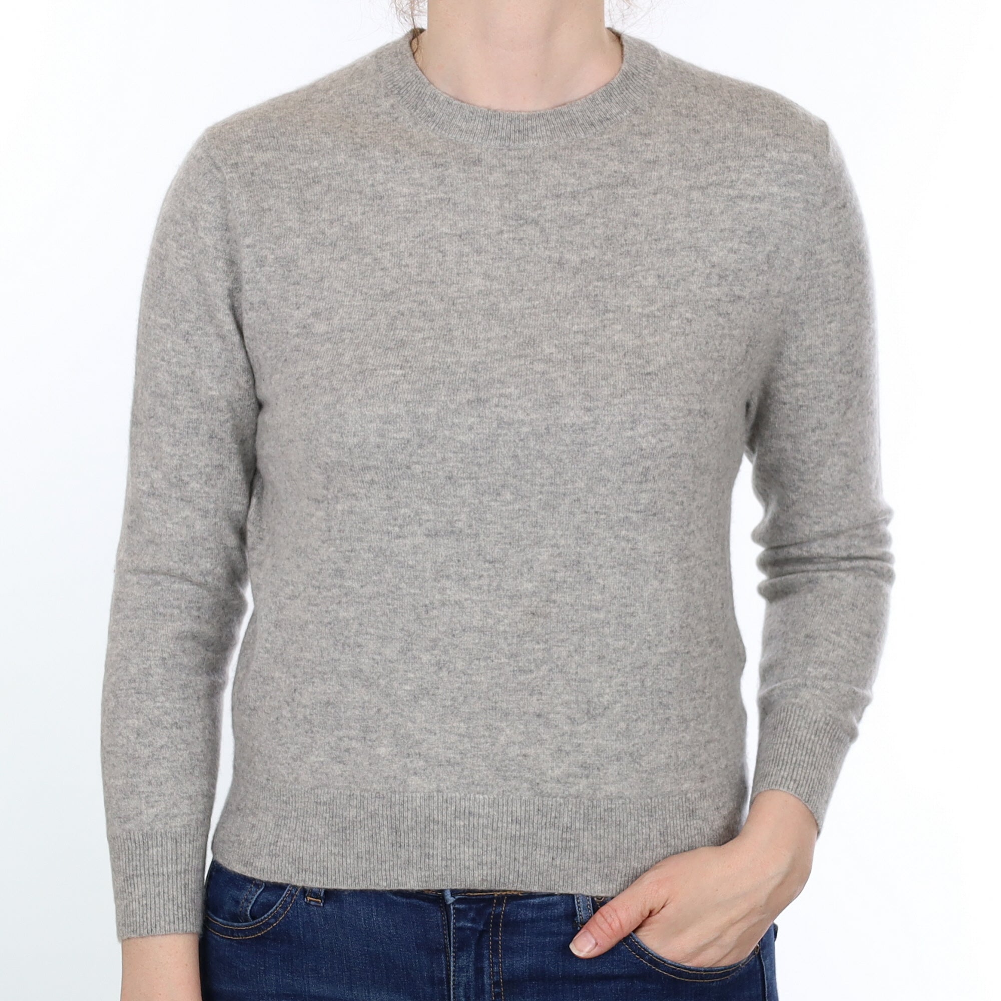 Smoke Grey Cashmere Crew Neck Jumper Small