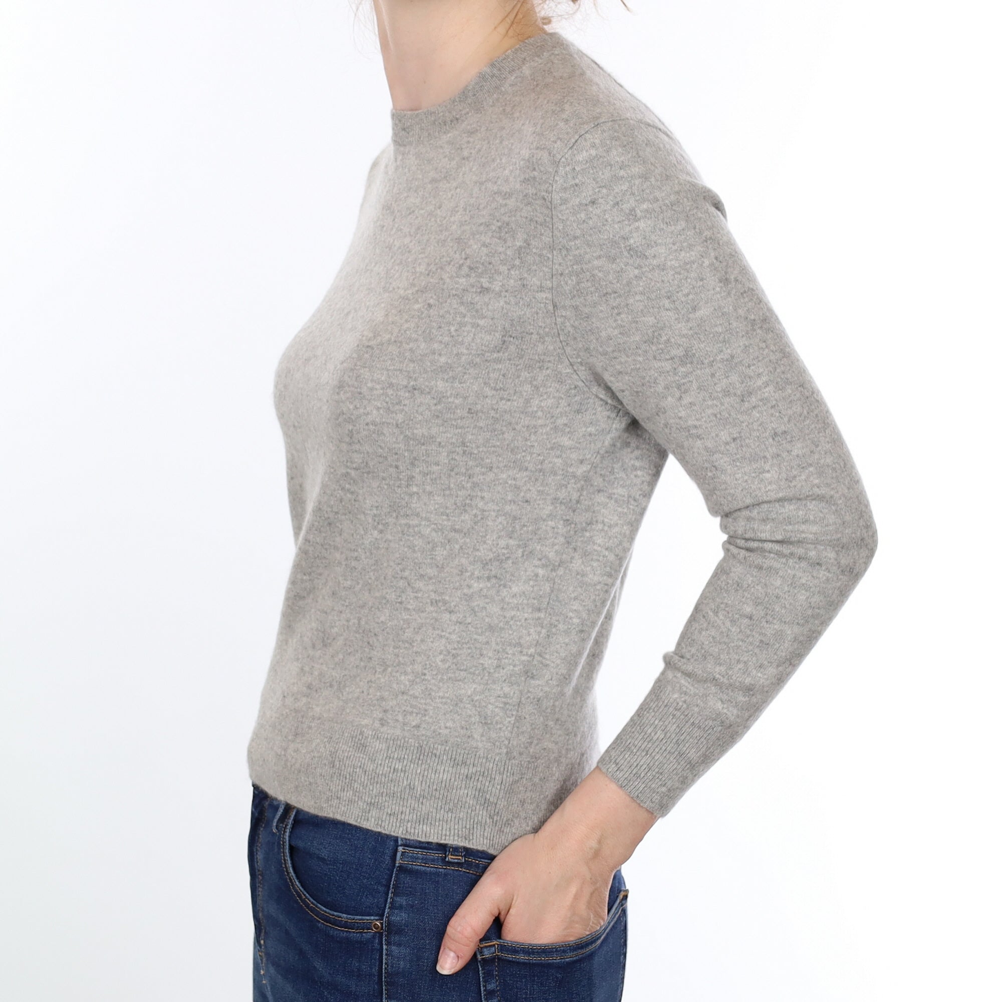 Smoke Grey Cashmere Crew Neck Jumper Small