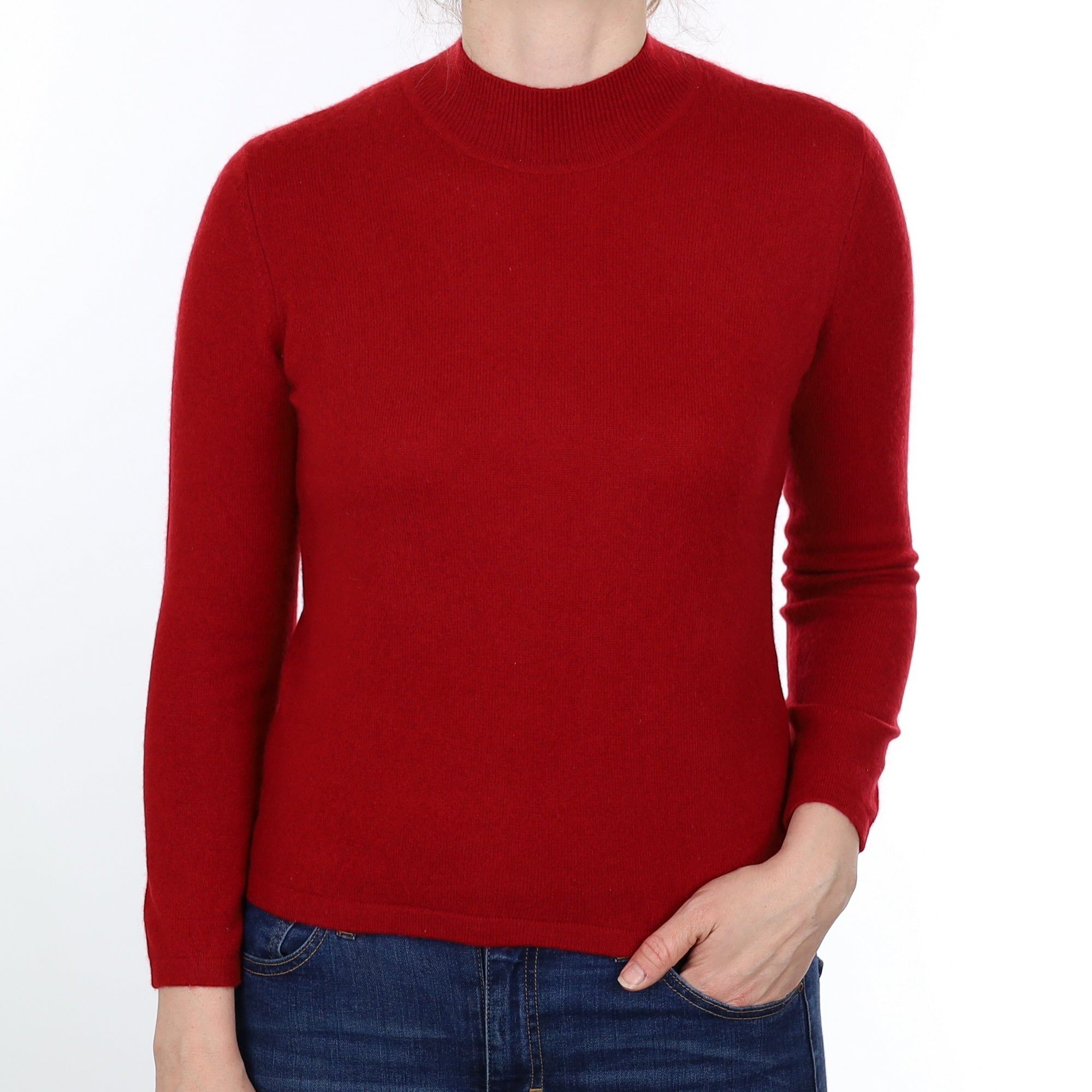 Crimson Red Cashmere Turtleneck Jumper Small