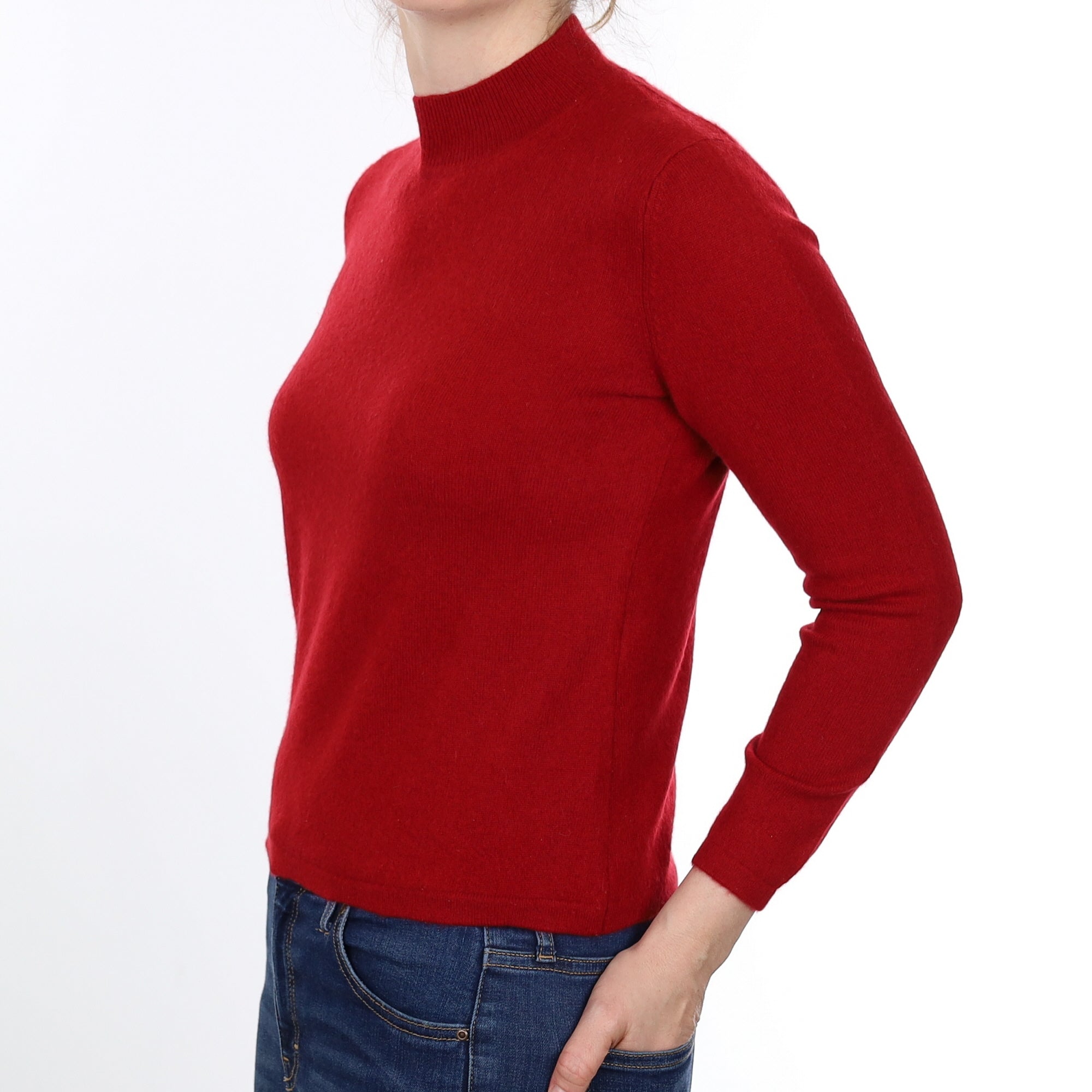 Crimson Red Cashmere Turtleneck Jumper Small