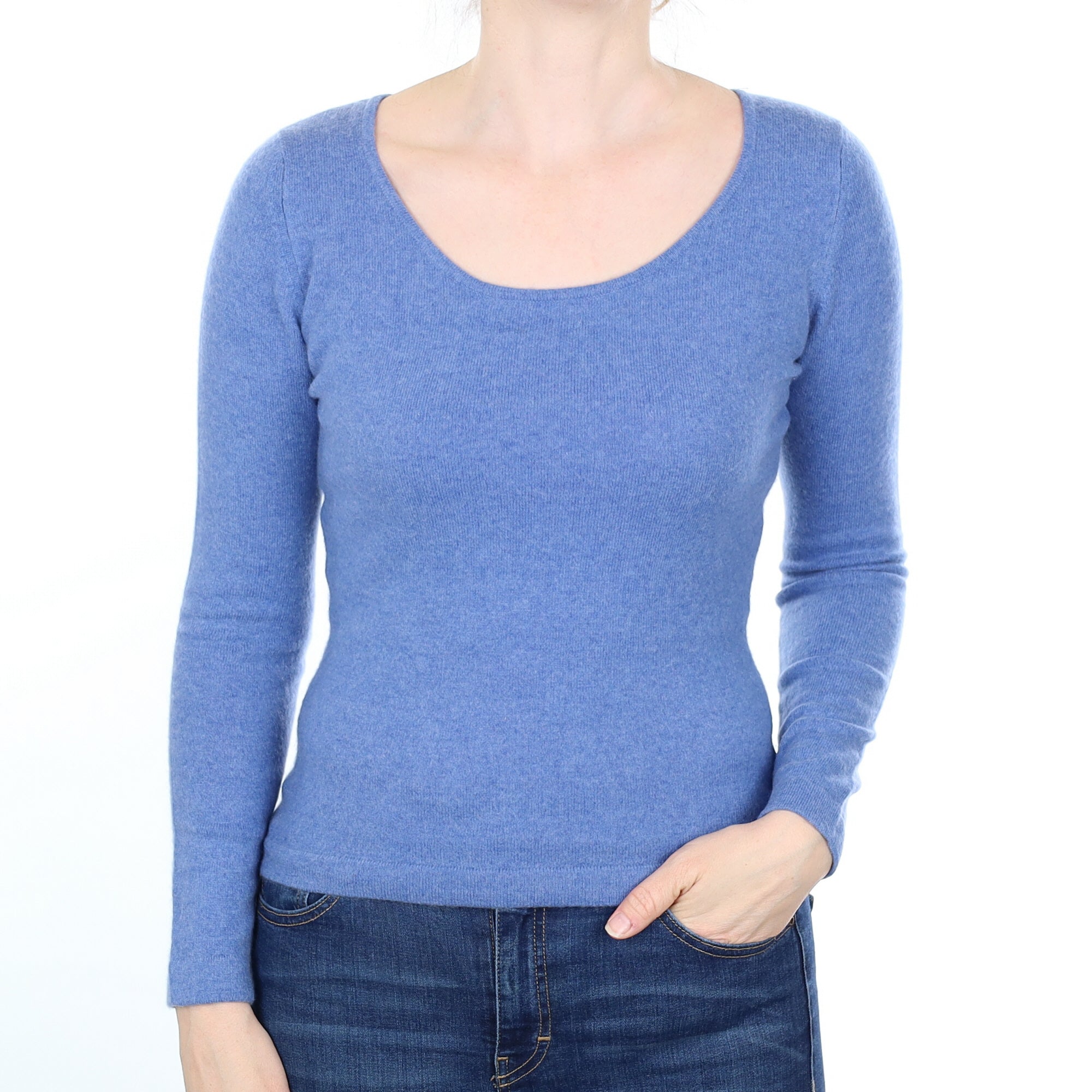 Denim Blue Cashmere Crew Neck Jumper Small