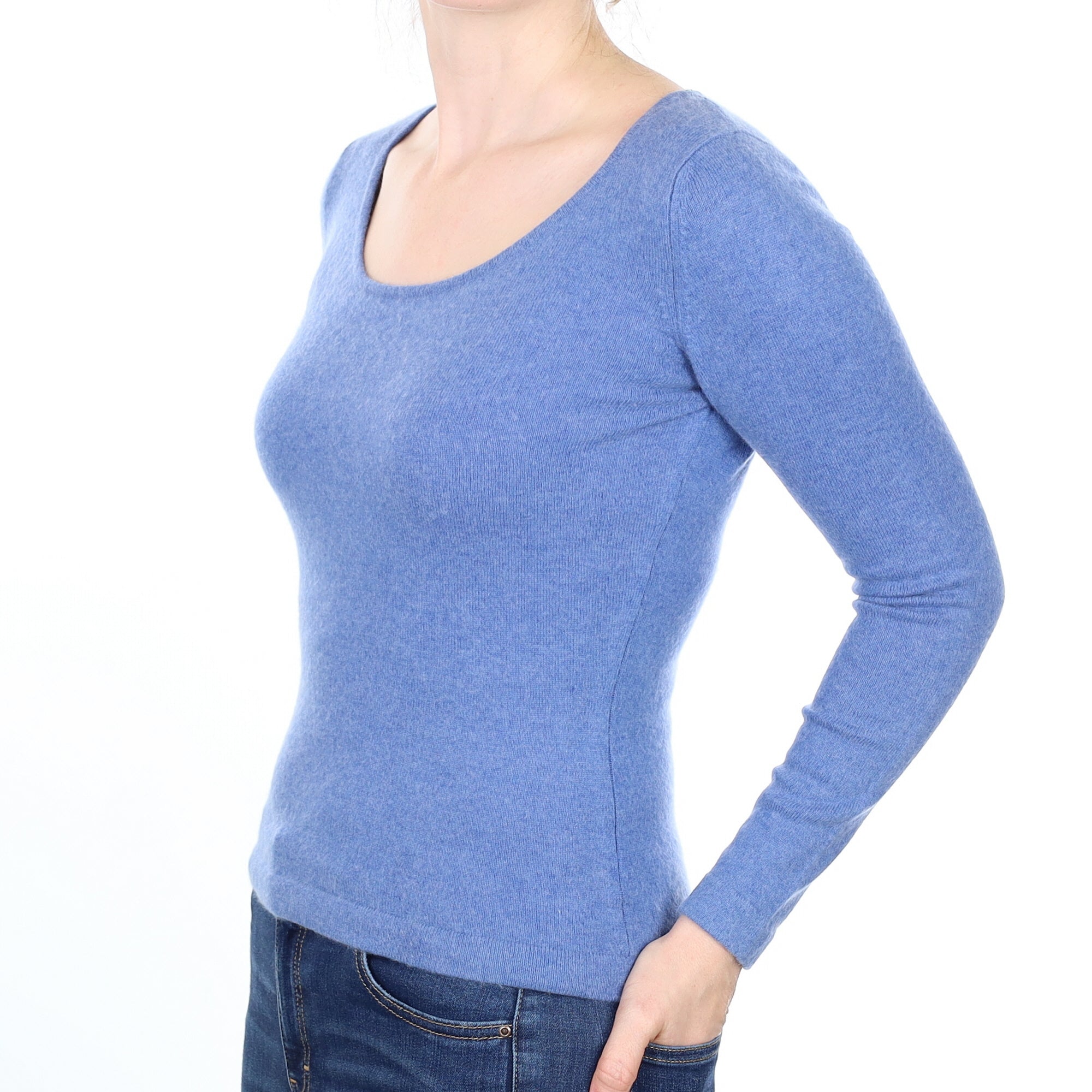 Denim Blue Cashmere Crew Neck Jumper Small