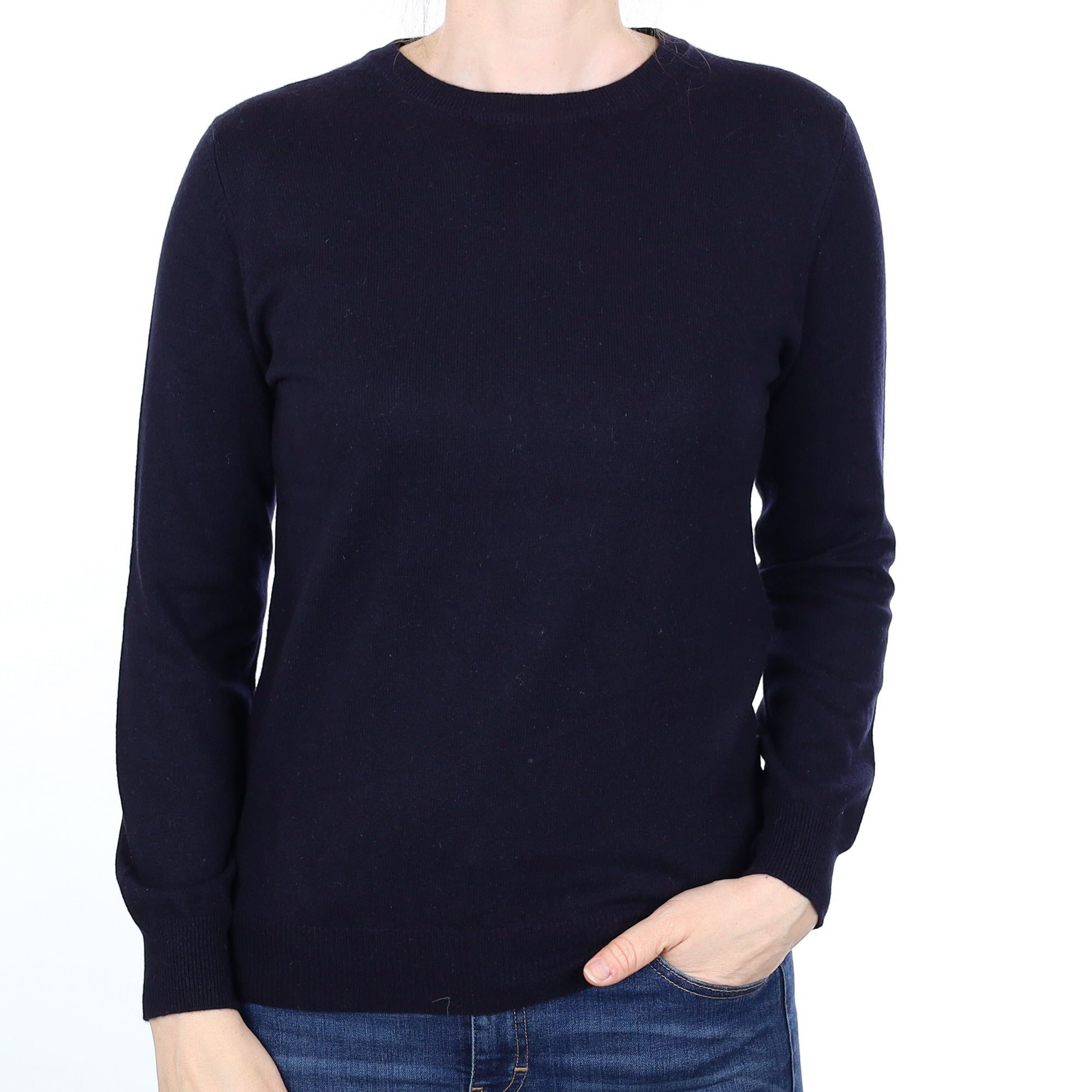 Navy Blue Cashmere Crew Neck Jumper Small
