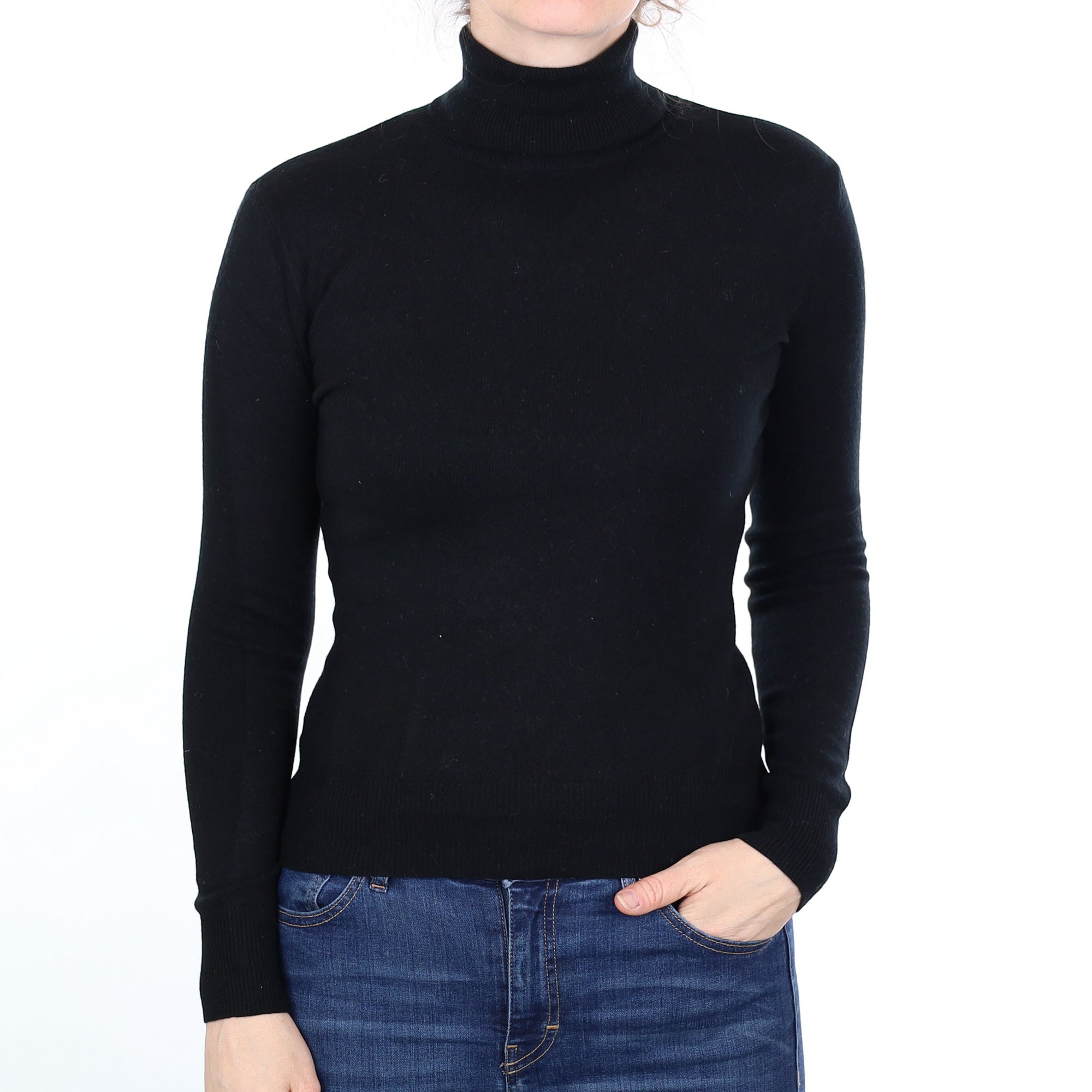 Ralph Lauren Black Cashmere Polo Neck Jumper Small