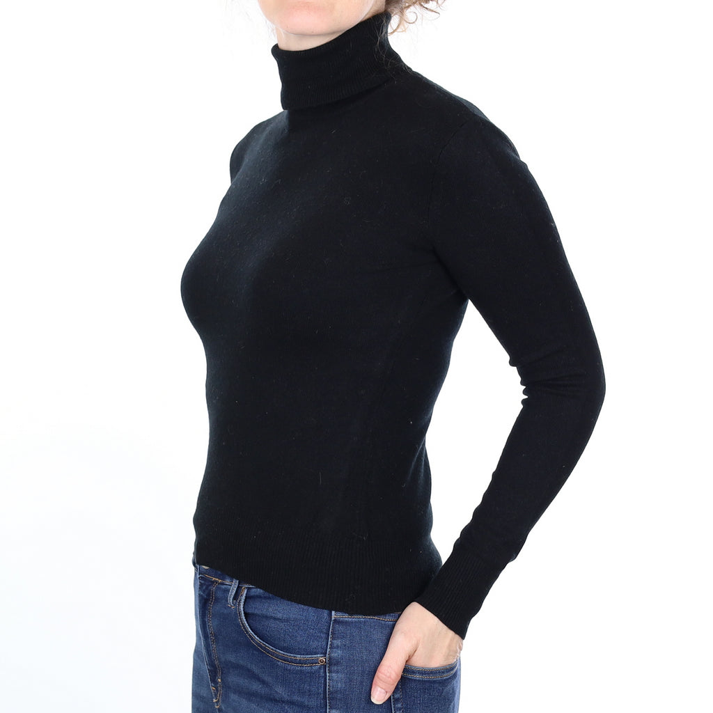 Ralph Lauren Black Cashmere Polo Neck Jumper Small