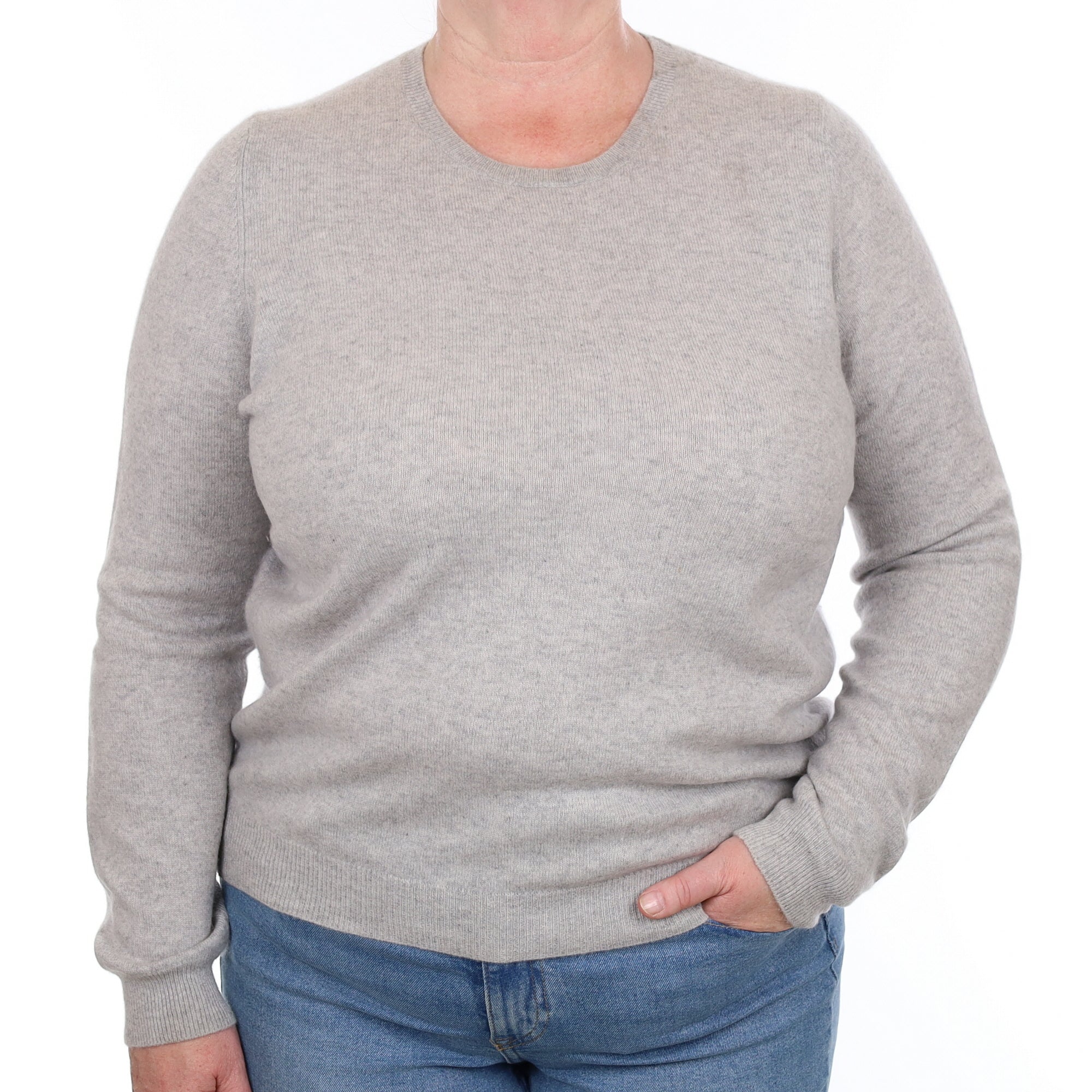 Smoke Grey Cashmere Crew Neck Jumper Extra Large
