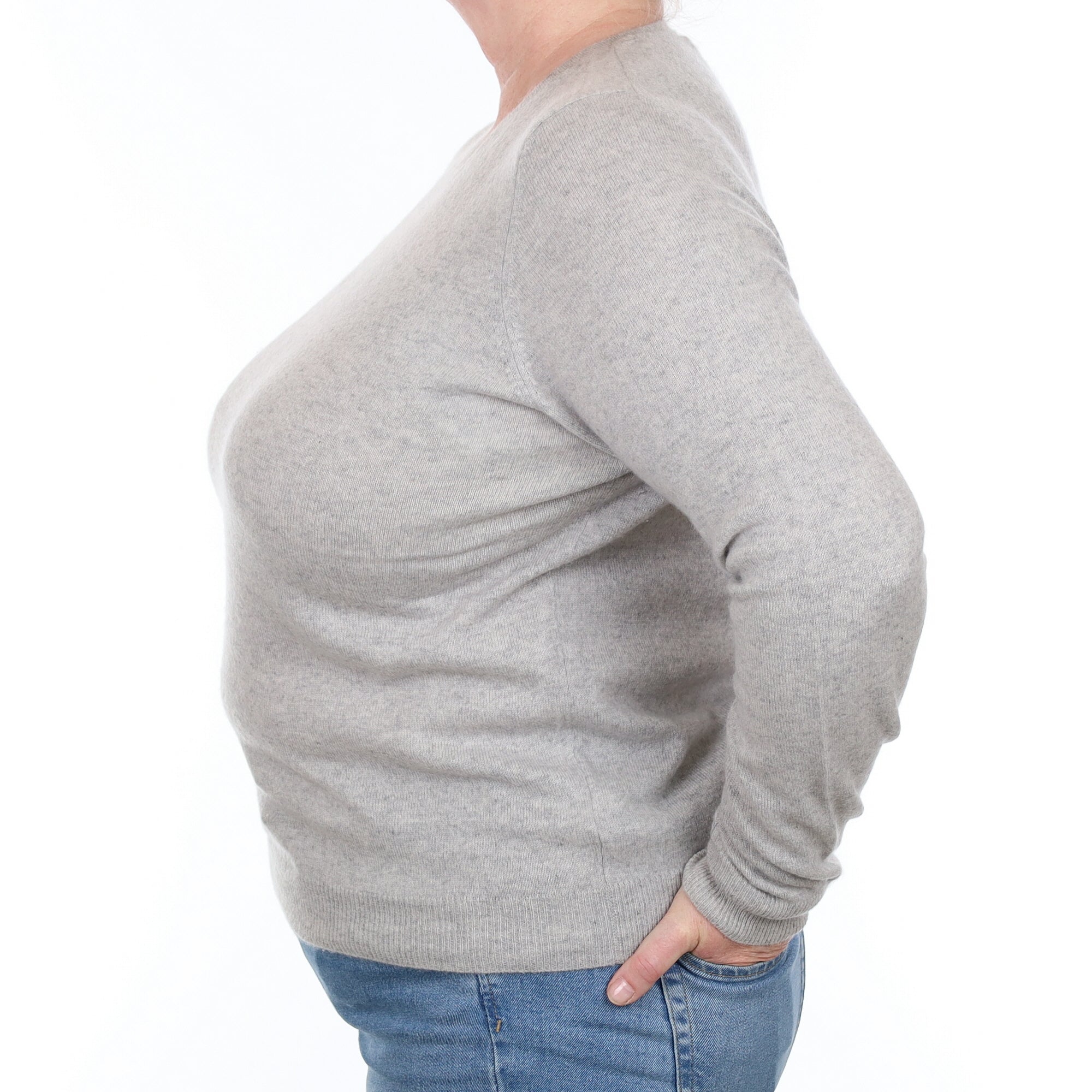Smoke Grey Cashmere Crew Neck Jumper Extra Large