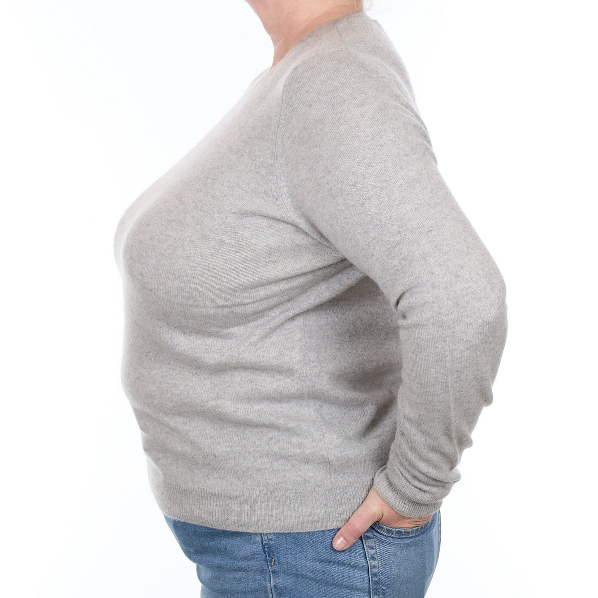 Smoke Grey Cashmere Crew Neck Jumper Extra Large