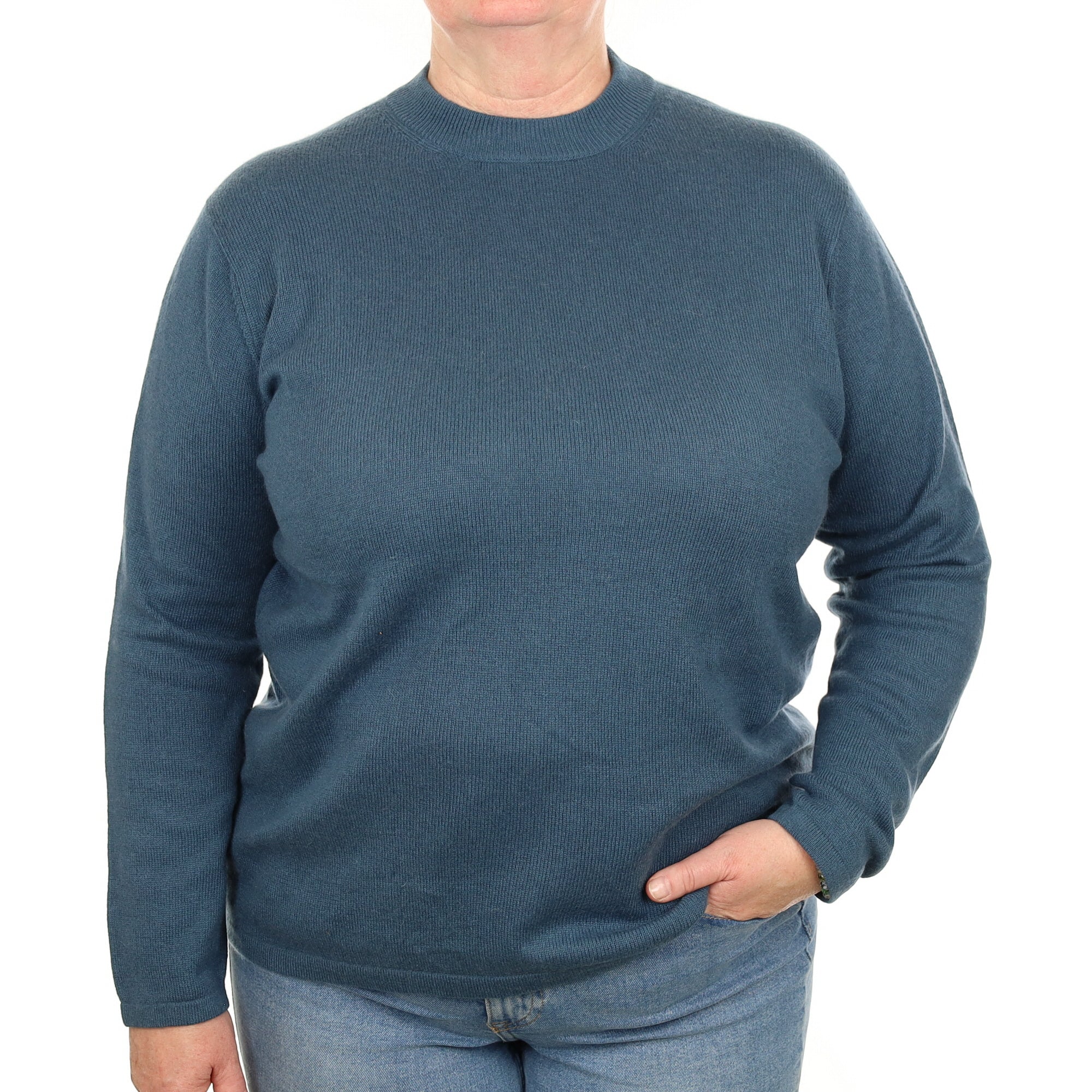 Aegean Blue Cashmere Crew Neck Jumper Extra Extra Large