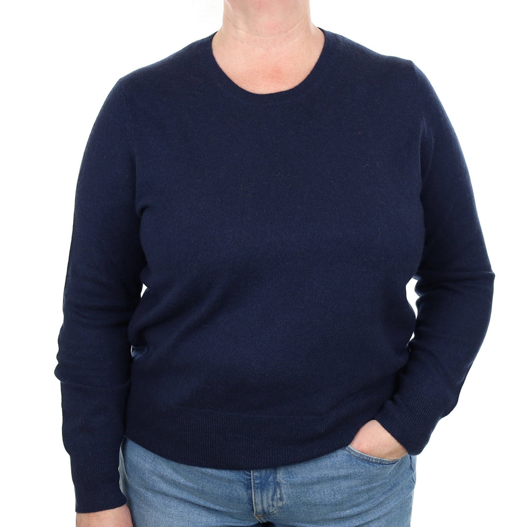 Navy Blue Cashmere Crew Neck Jumper Extra Large
