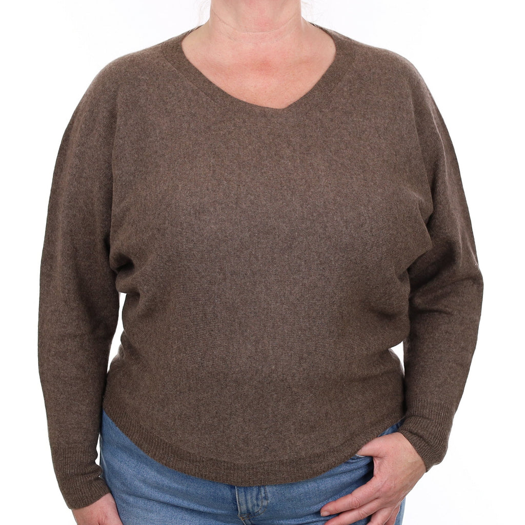 Muted Brown Cashmere Crew Neck Jumper Extra Large