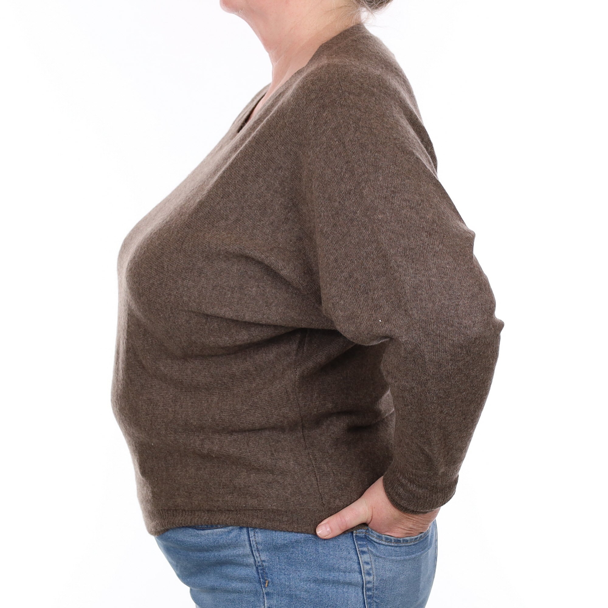 Muted Brown Cashmere Crew Neck Jumper Extra Large