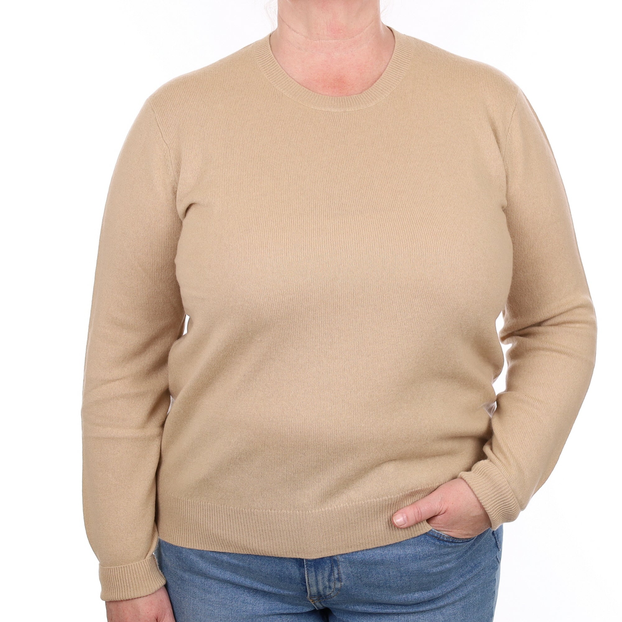 Fudge Brown Cashmere Crew Neck Jumper Extra Large