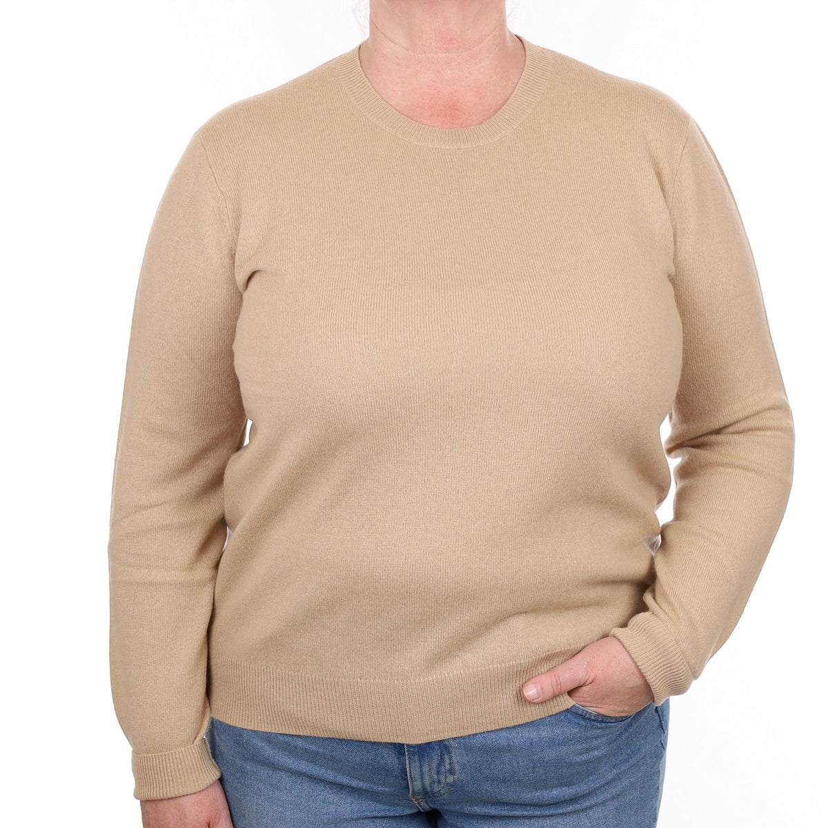 Fudge Brown Cashmere Crew Neck Jumper Extra Large