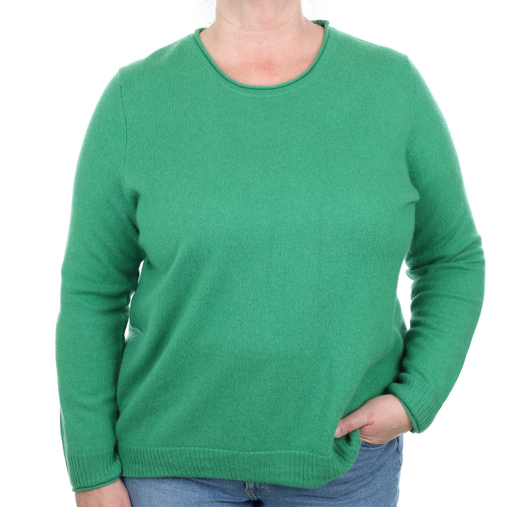 Cashmere Jade Green Crew Neck Jumper Extra Extra Large