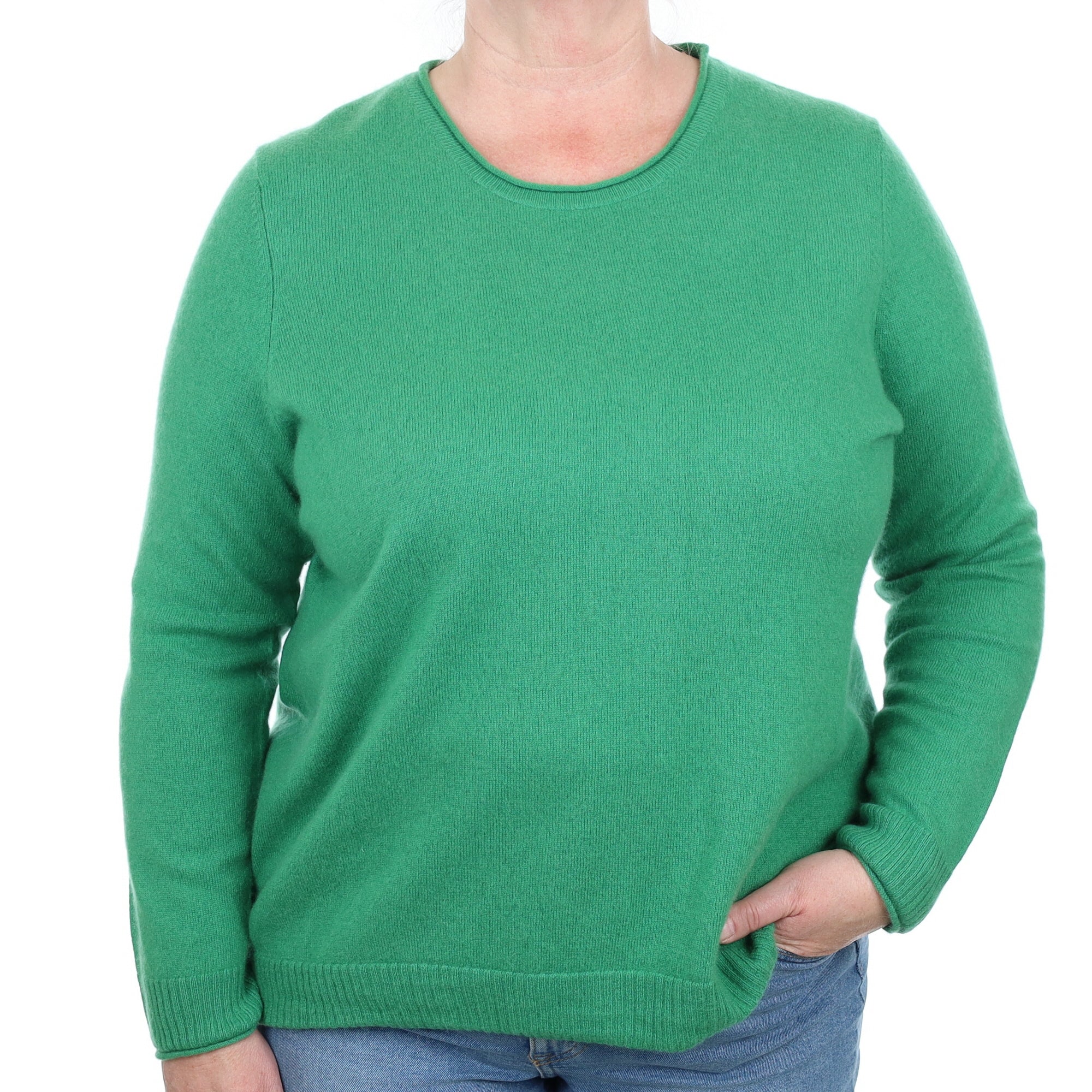 Cashmere Jade Green Crew Neck Jumper Extra Extra Large