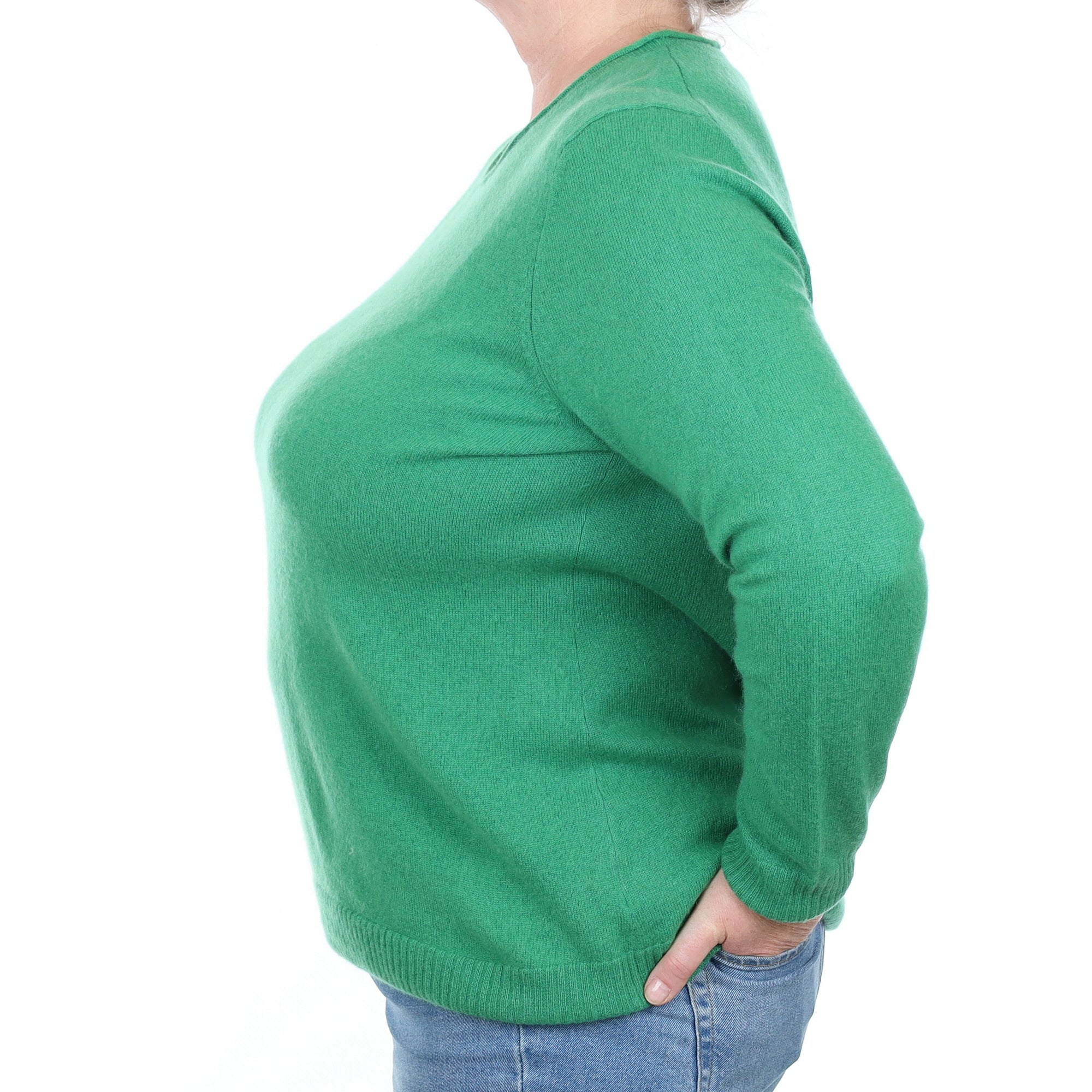 Cashmere Jade Green Crew Neck Jumper Extra Extra Large