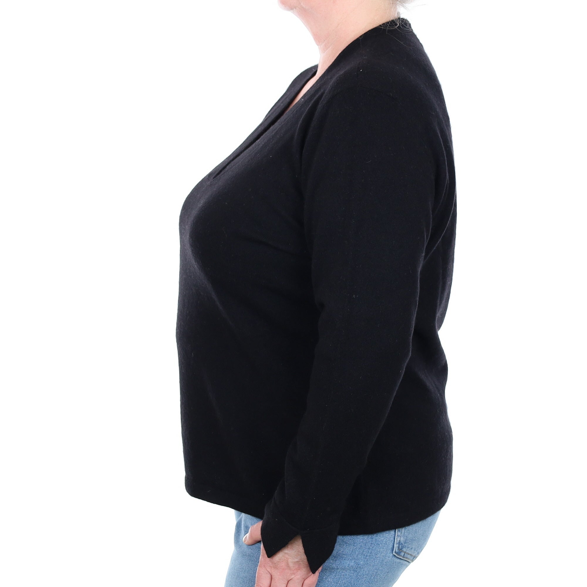 Black Cashmere V Neck Jumper 3 Extra Large