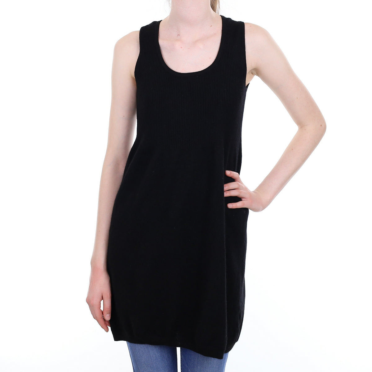 Black Cashmere Scoop Neck Sleeveless Dress Extra Small