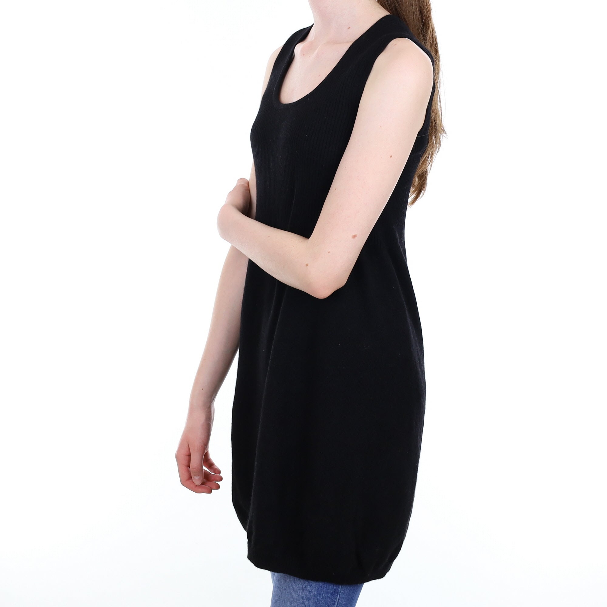 Black Cashmere Scoop Neck Sleeveless Dress Extra Small