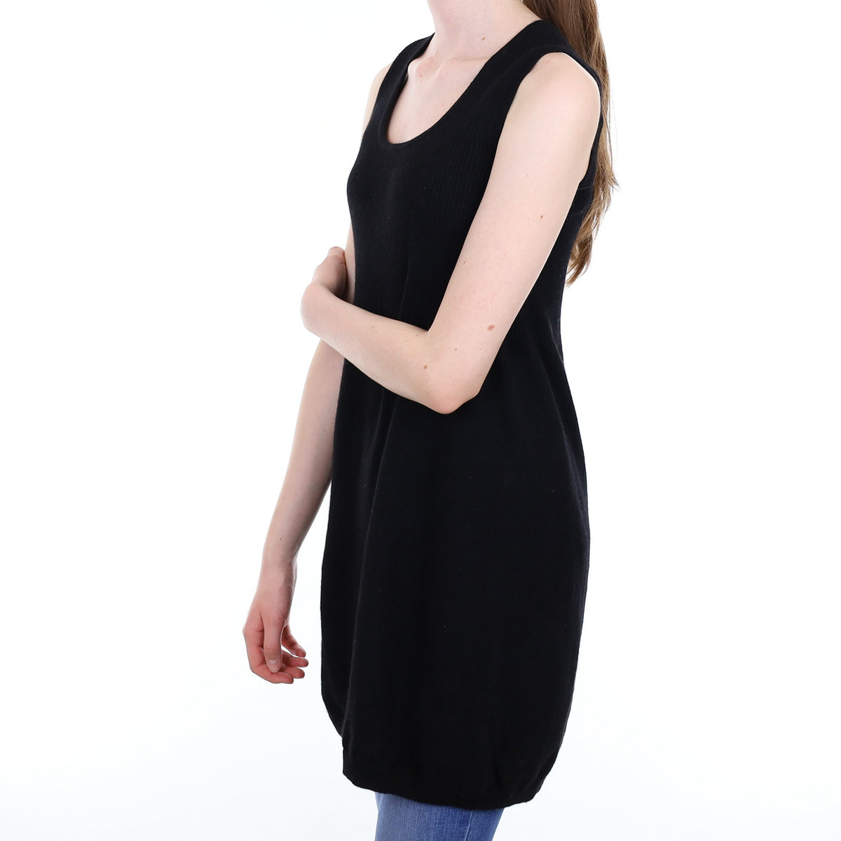 Black Cashmere Scoop Neck Sleeveless Dress Extra Small