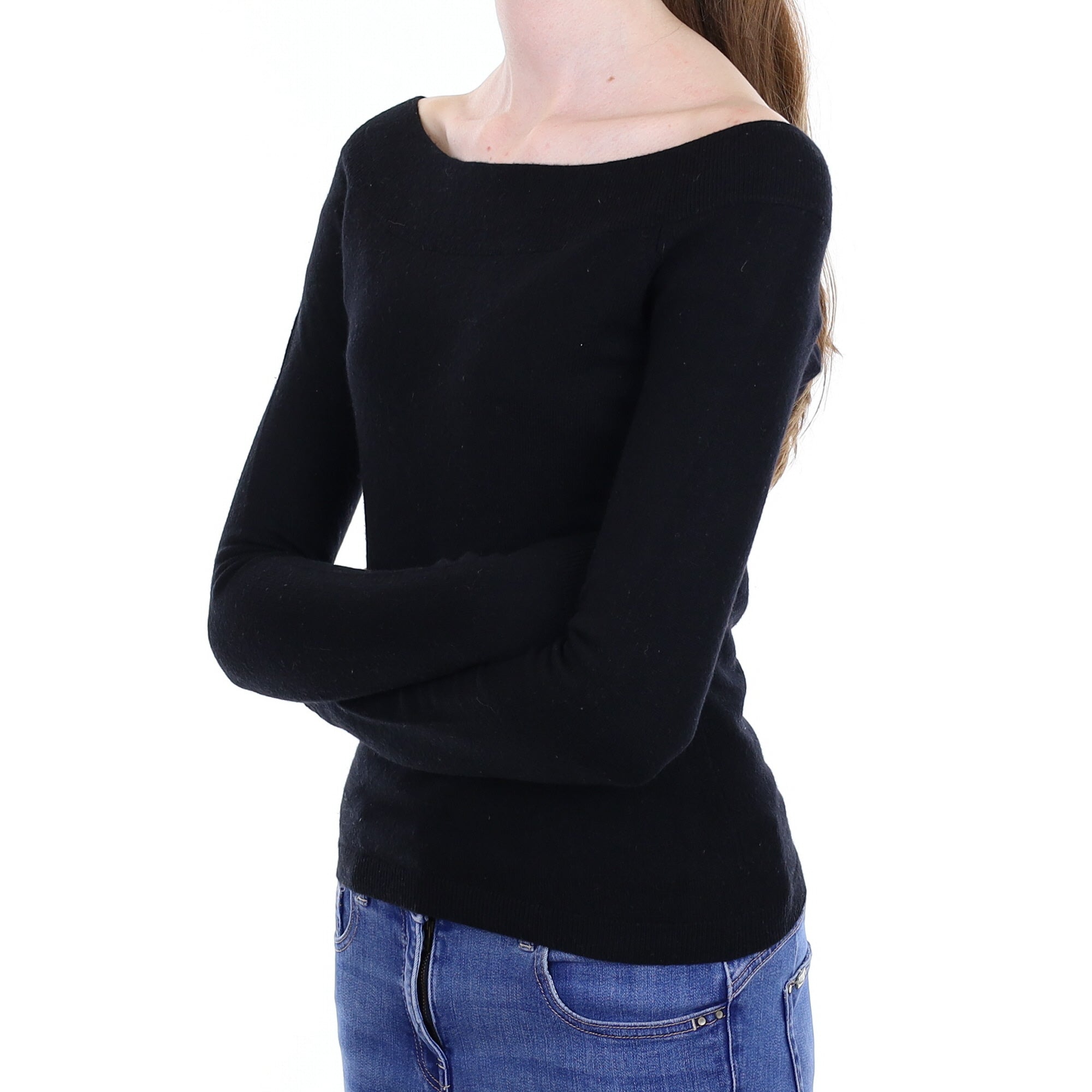 Black Cashmere Boat Neck Jumper Extra Small