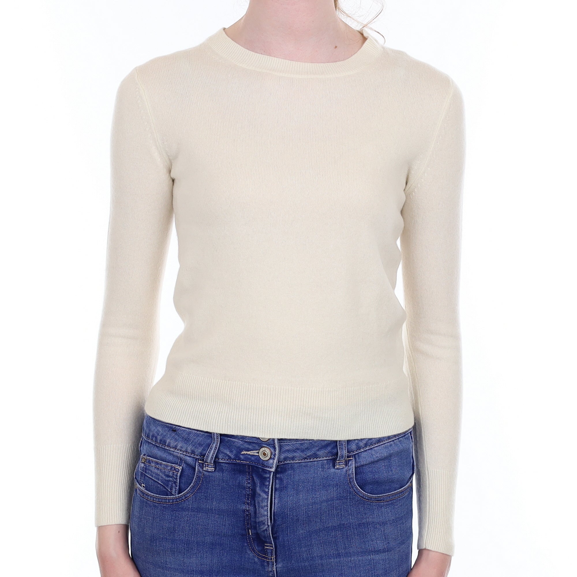 Vanilla Cream Cashmere Crew Neck Jumper Extra Small