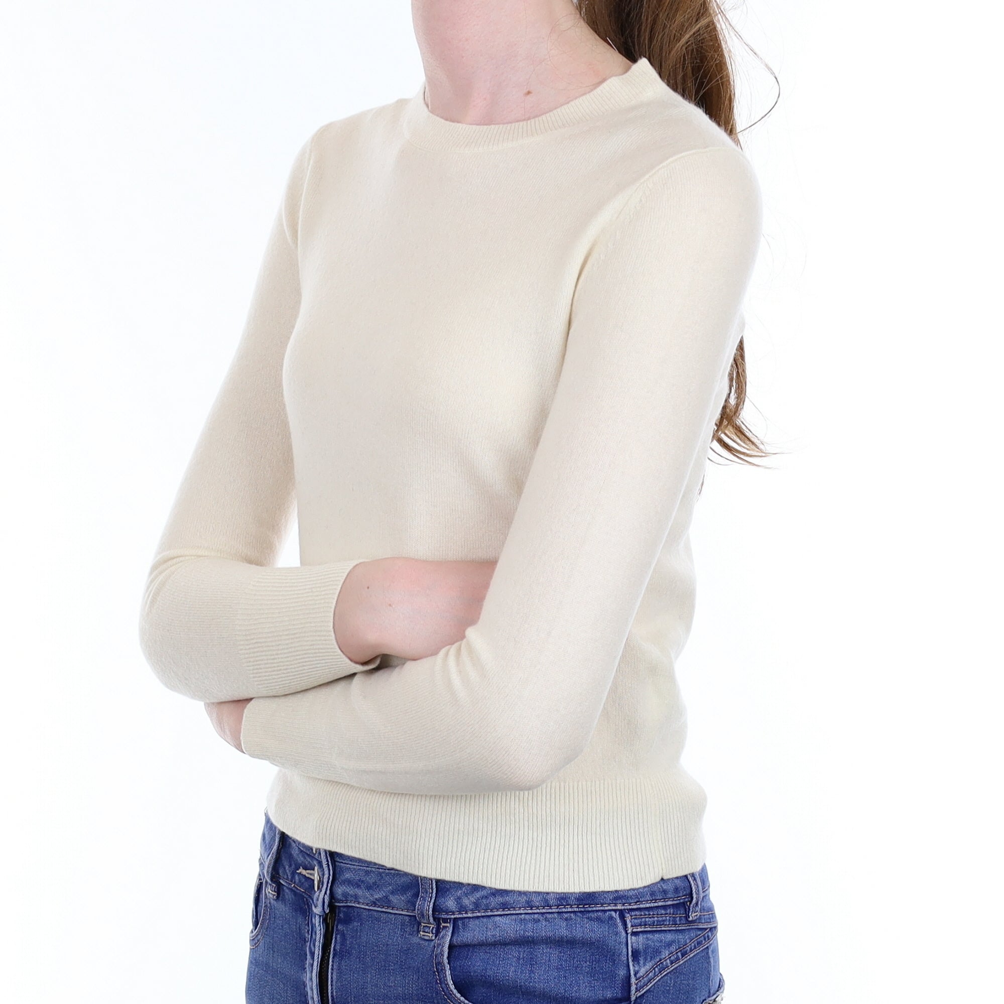 Vanilla Cream Cashmere Crew Neck Jumper Extra Small