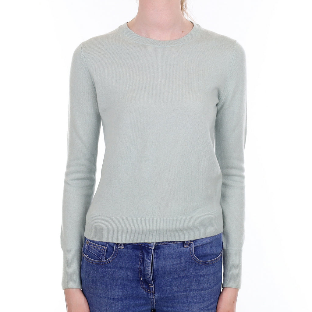 Duck Egg Blue Cashmere Crew Neck Jumper Extra Small
